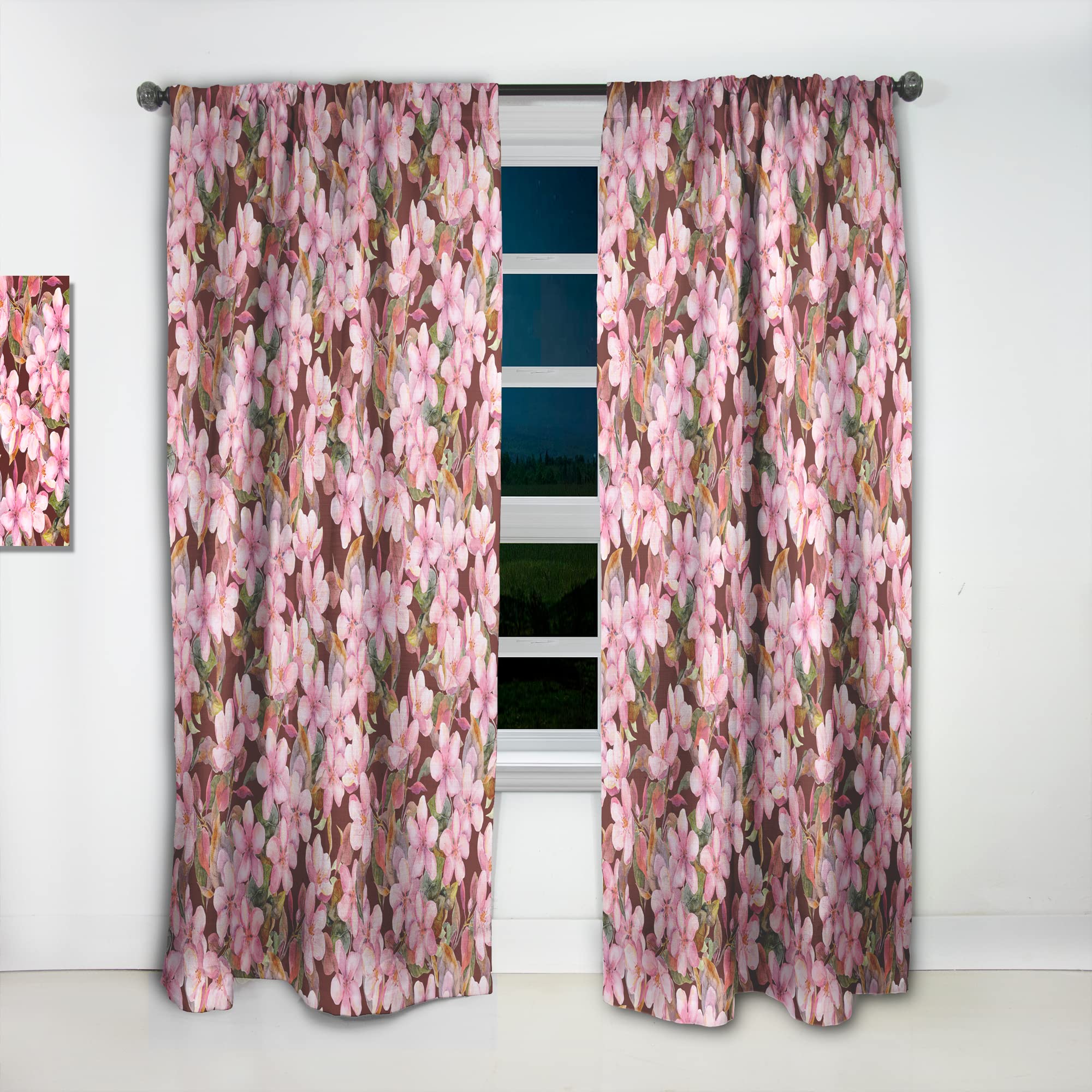 DesignQ Pink Blossom Floral Blackout Curtains - Thermal Insulated Single Panel 52x95 Inches - Elegant Window Treatments for Bedroom & Living Room (Perfect for Home Decor, Privacy & Light Control)