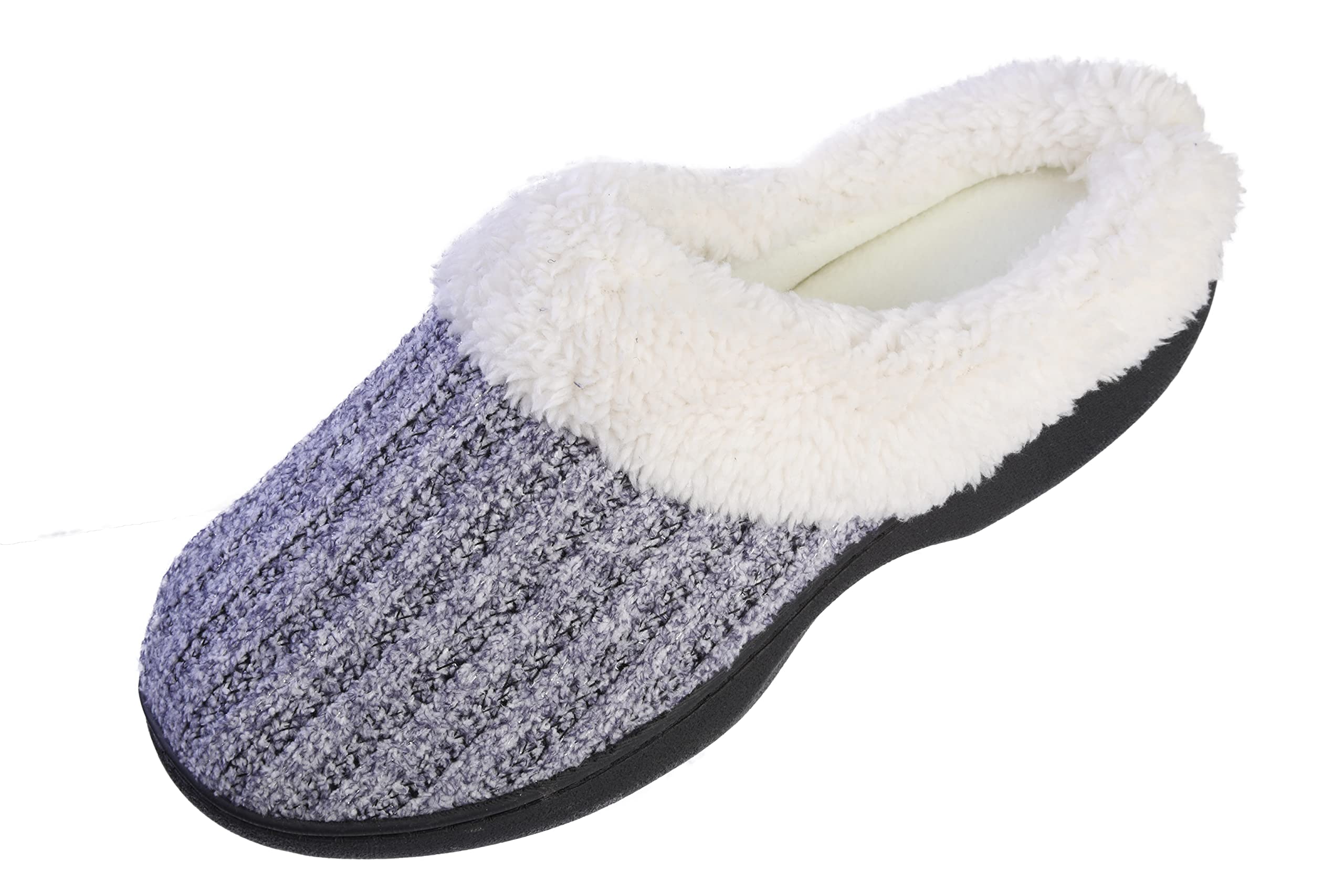 Roxoni Women's Knit Fleece-Lined Cozy Clog House Slippers - Warm Indoor Shoes for Winter Comfort at Home, Office & Relaxation