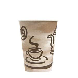 12oz Printed Paper Hot Cups - 1 Carton (1000 Count) | Eco-Friendly Disposable Coffee Cups for Office, Cafes & Parties