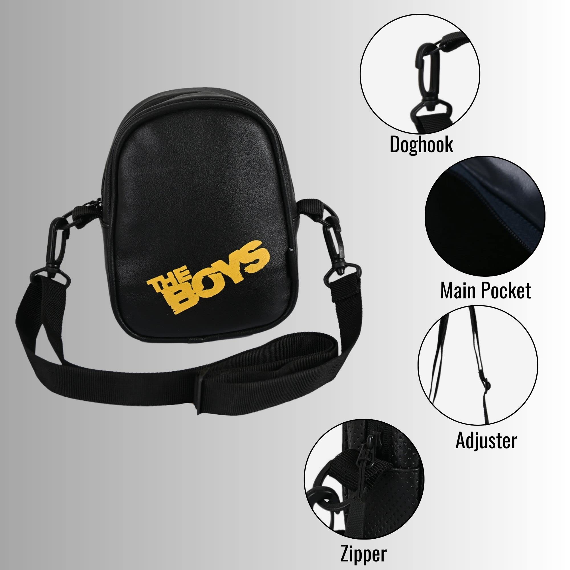 BAGSTRAPP The BOYS Print Black Unisex Sling Bag - Crossbody Messenger Pouch for Men & Women | Perfect for Travel, Gym & Everyday Use