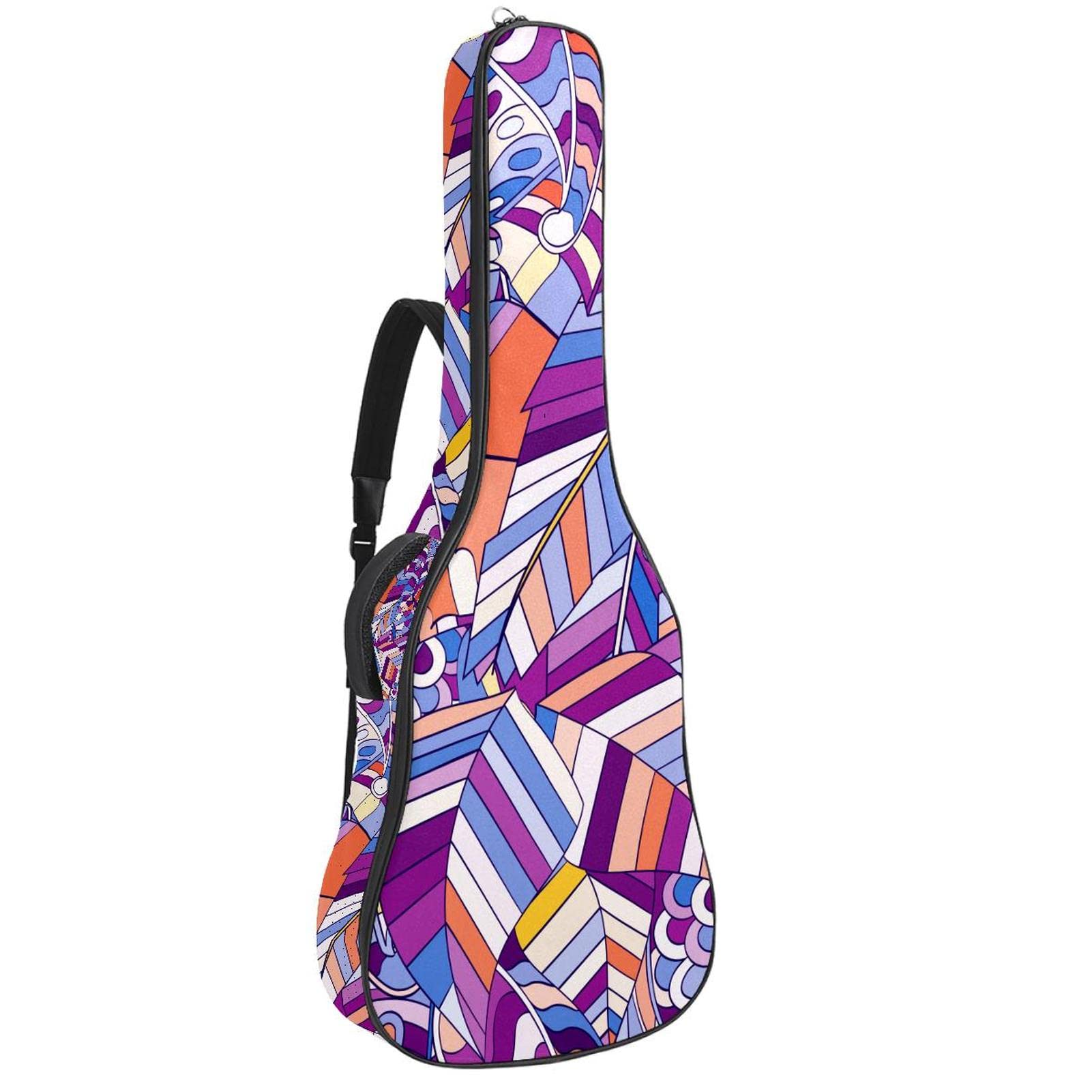 Premium Acoustic Guitar Case - Waterproof Hand-Painted Abstract Purple Gig Bag with Adjustable Dual Shoulder Straps & Storage Pockets | Perfect for Travel, Performances & Music Lessons