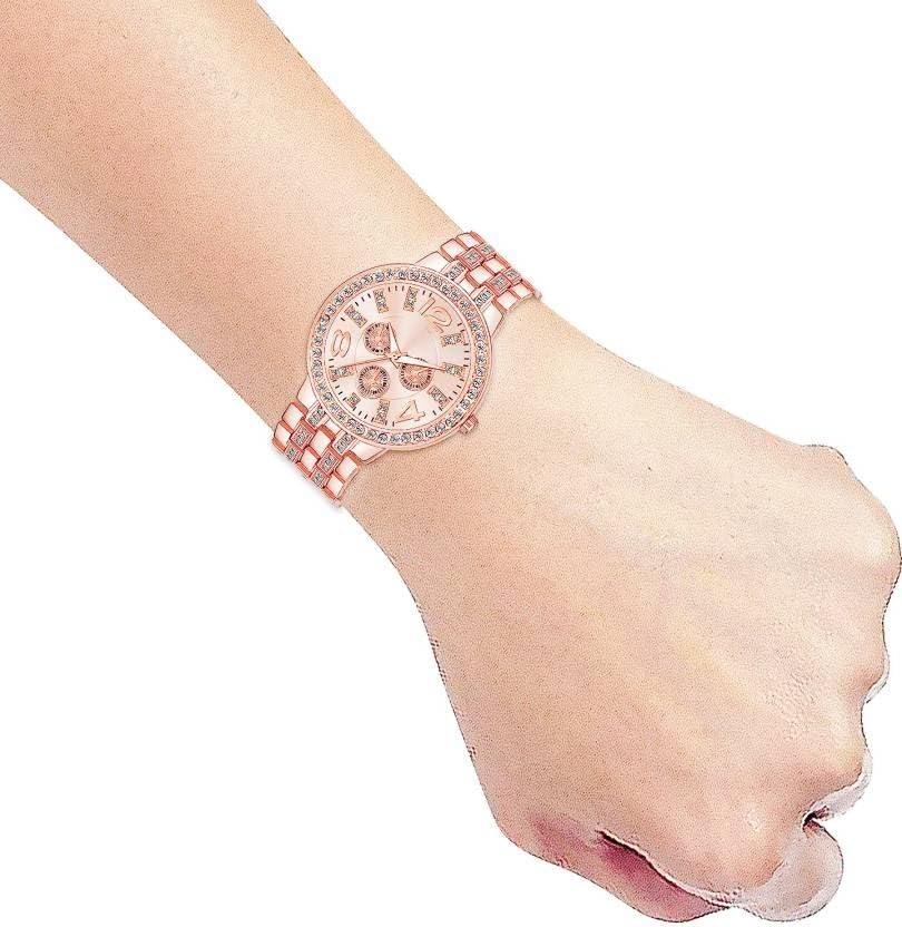 Trendyaddy Women's Gold Stainless Steel Analog Quartz Watch with Round Dial - Elegant & Durable Timepiece for Everyday Wear, Birthday, Rakshabandhan & Festive Gifts | Perfect for Office, Party & Casual Outfits