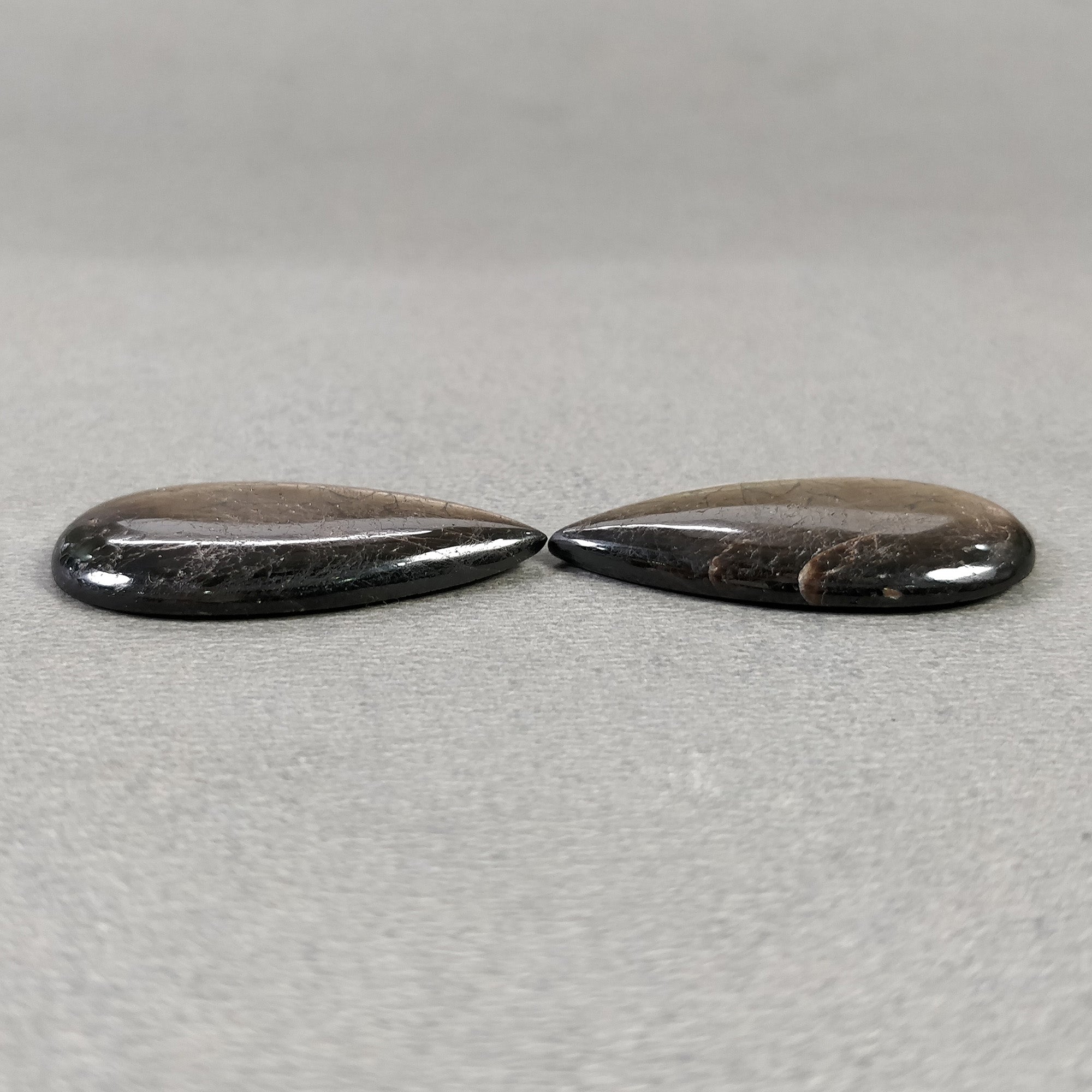 Natural Untreated Golden Brown Chocolate Sapphire Gemstone Cabochon - 52.25cts Pear Shape 33x16mm Pair (With Video) - Perfect for Jewelry Making, Collecting & Gift Giving