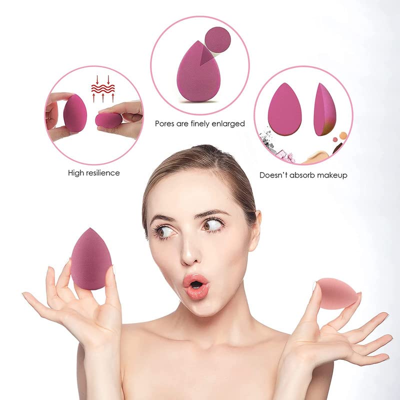 FAMEZA 4-Piece Makeup Sponge Set with Travel Case - Premium Beauty Blender for Liquid Foundation, Powder, Cream & Concealer (Wet/Dry Use) - Perfect for Professional Makeup Application & On-The-Go Touch Ups (Pink Series)