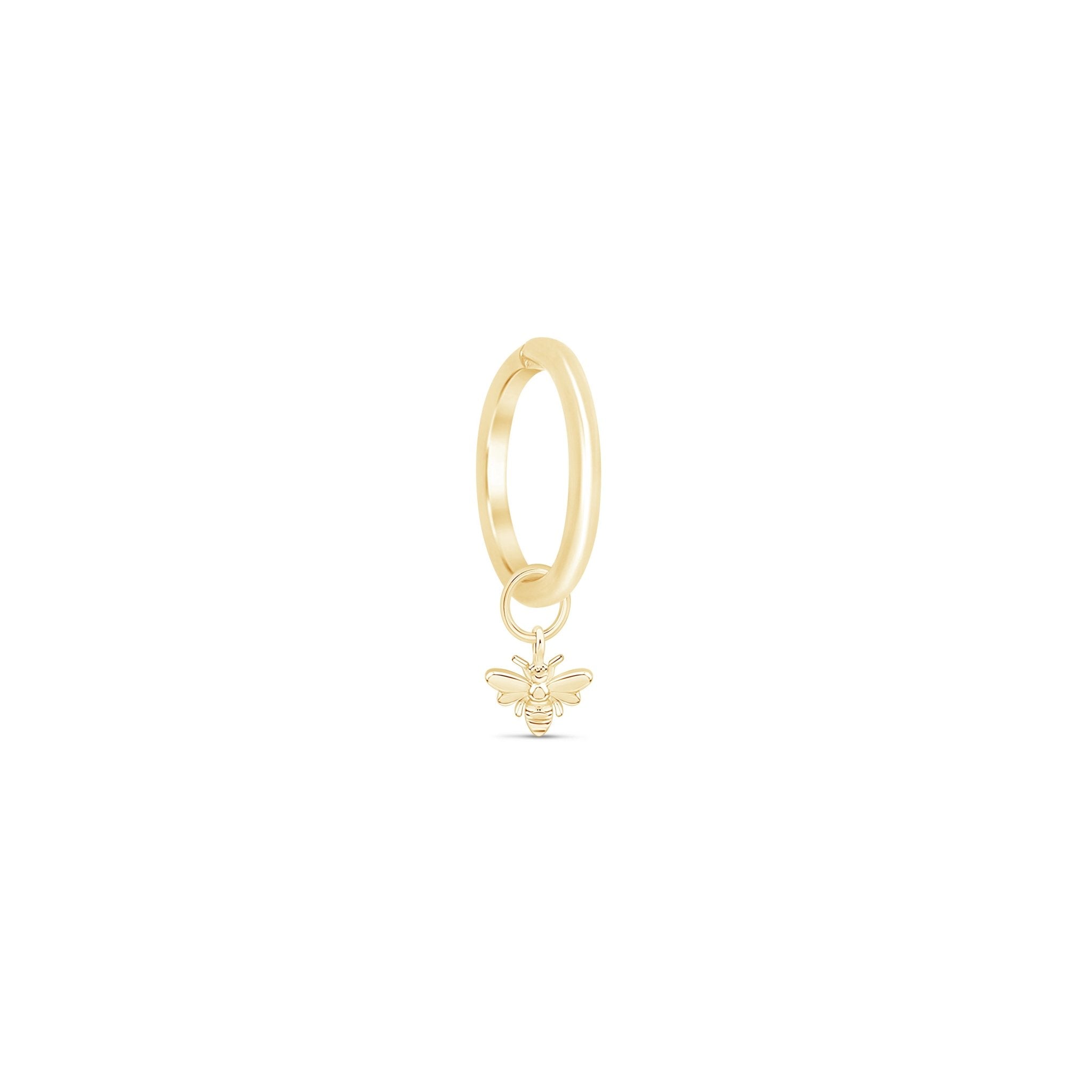 14K Yellow Gold Bee Charm Hoop Earrings - Dainty & Elegant Jewelry for Women, Perfect for Everyday Wear, Gifts & Special Occasions