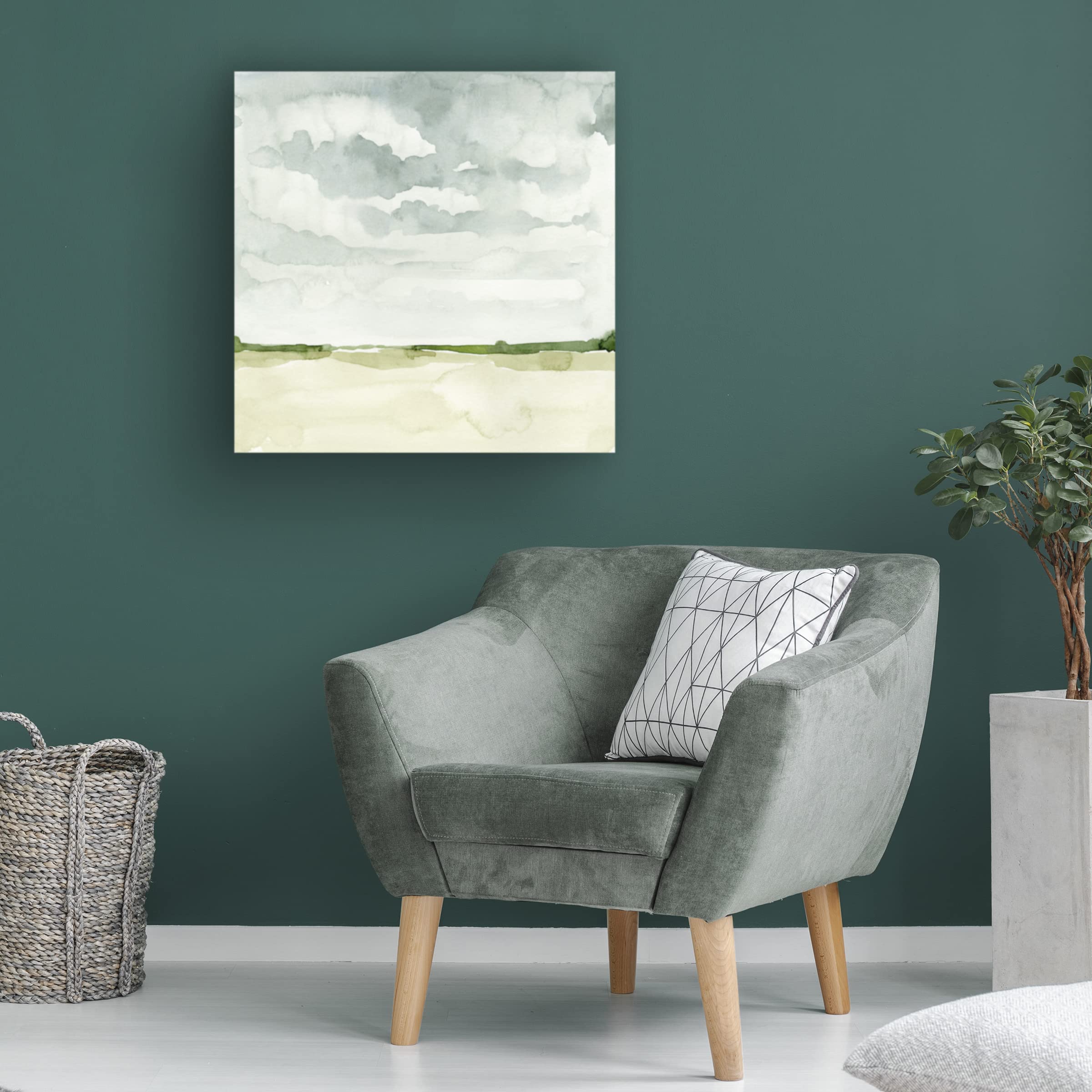 Emma Caroline 'Field After Rain I' Canvas Wall Art Print - Modern Landscape Painting for Living Room, Bedroom & Office Decor