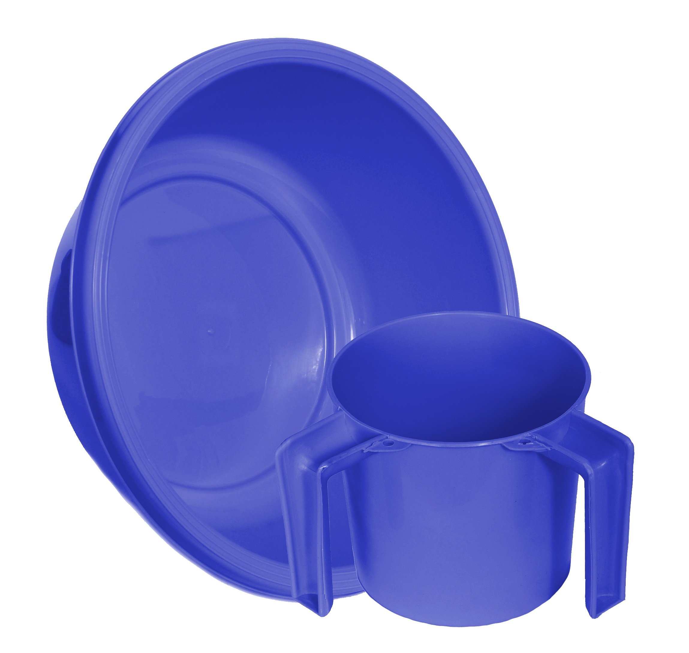 YBM Round Wash Cup & Basin Set - Blue for Netilat Yadayim & Negel Vasser - Home Ritual Use