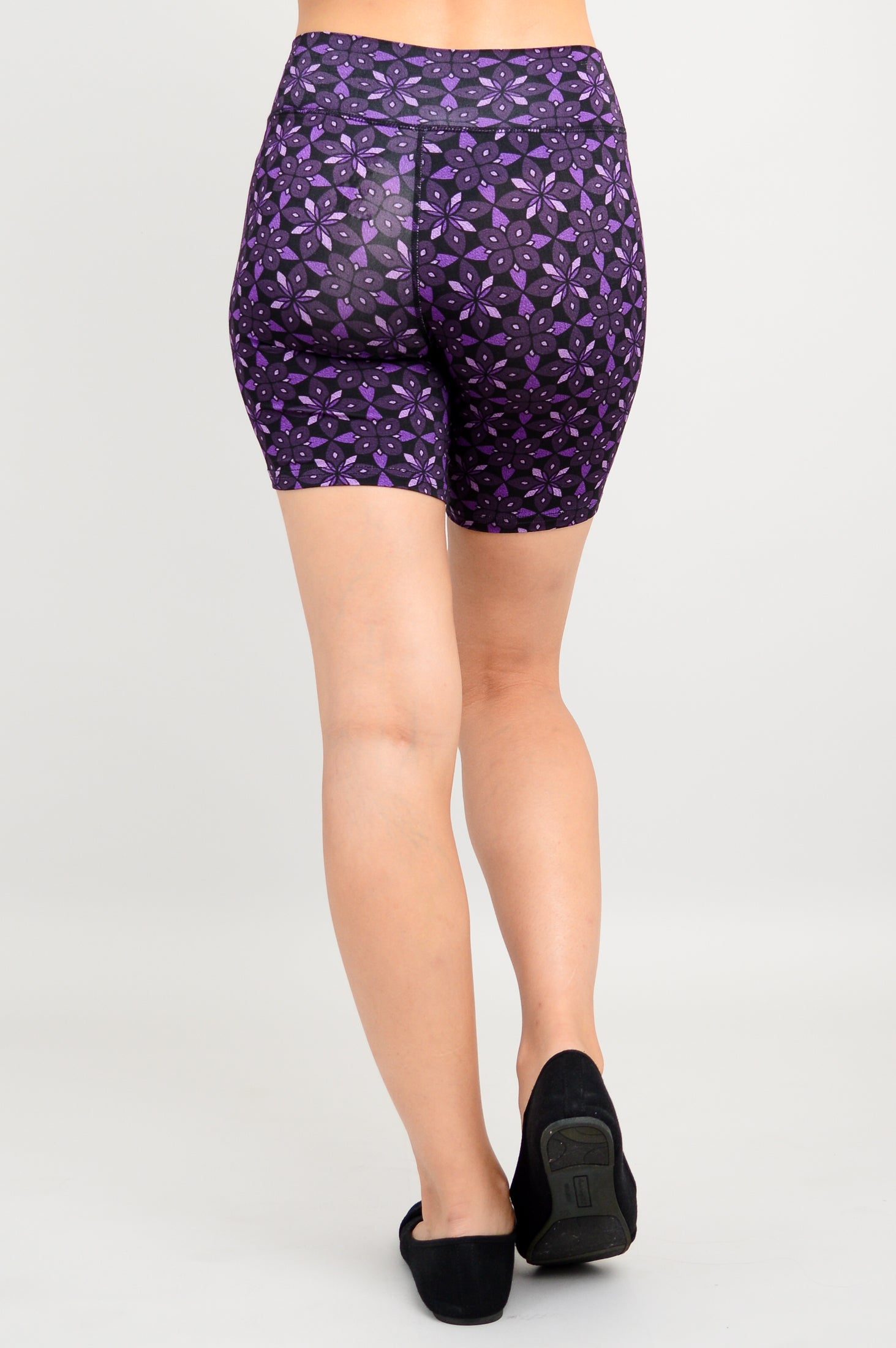 Hallie Women's Shorts - Geo Flower Print, Soft Bamboo Fabric - Perfect for Summer, Yoga, and Casual Wear