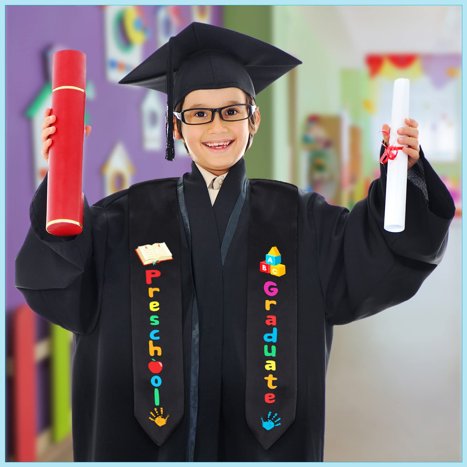 Jetec 2-Pack 2025 Preschool Graduation Stoles - Kindergarten Graduation Sash for Boys & Girls - Perfect Graduation Gifts for Kids (Blue/White) - Ideal for Preschool Ceremonies, Photo Shoots & Keepsakes