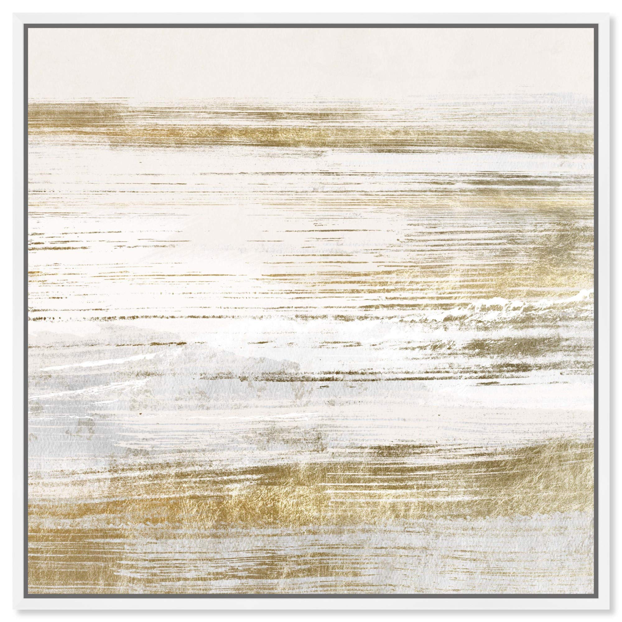 Abstract Wall Art Canvas Print 'Blush Romance Gold' - 16x16 Inch White Framed Home Decor Painting | Modern Living Room, Bedroom & Office Wall Decor