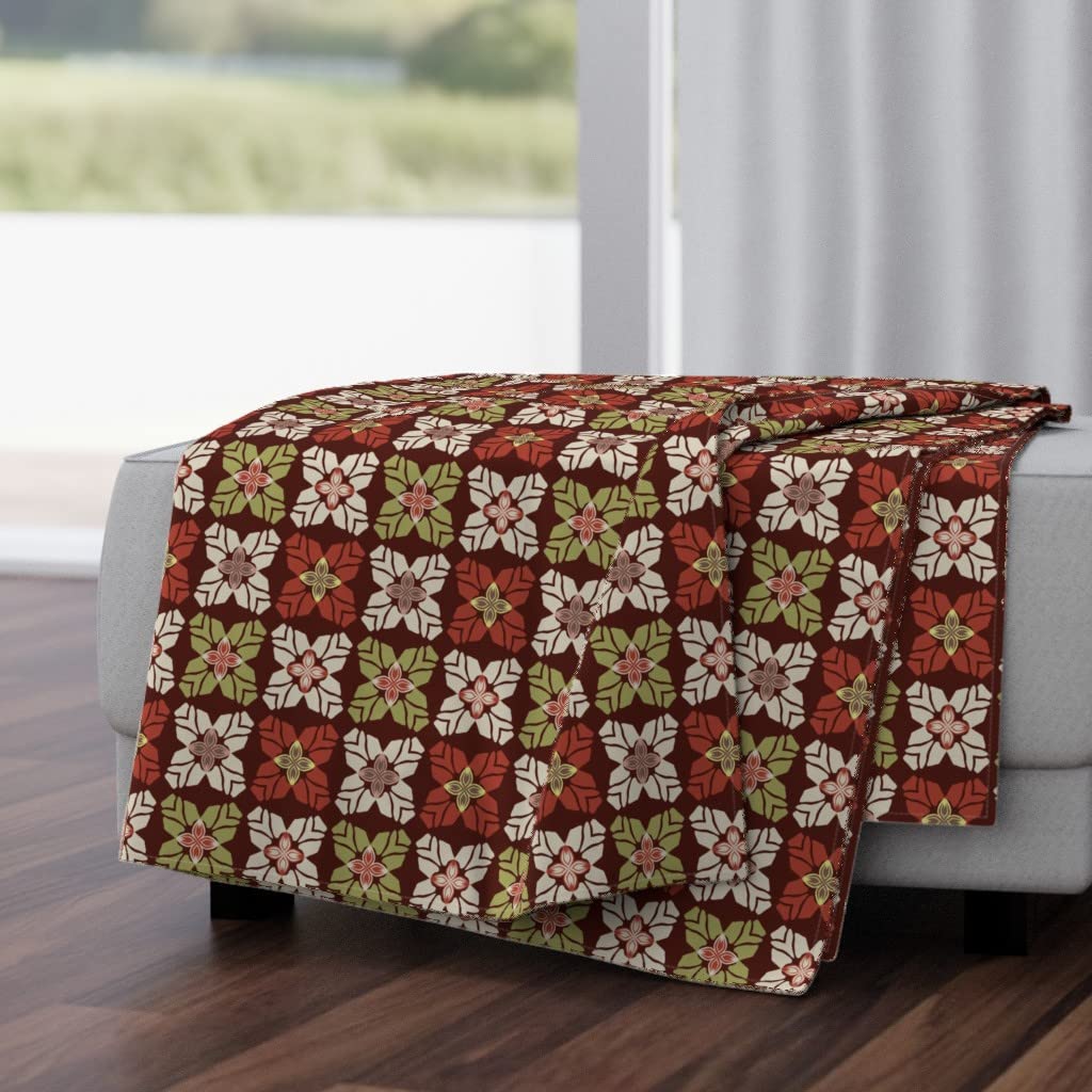 Trendy Retro Flower Bloom Brown Plush Minky Throw Blanket 50x70 Inches - Soft Cozy Blanket for Fall Decor, Autumn Bedding & Couch Throw - Perfect for Home, Dorm & Gift Giving