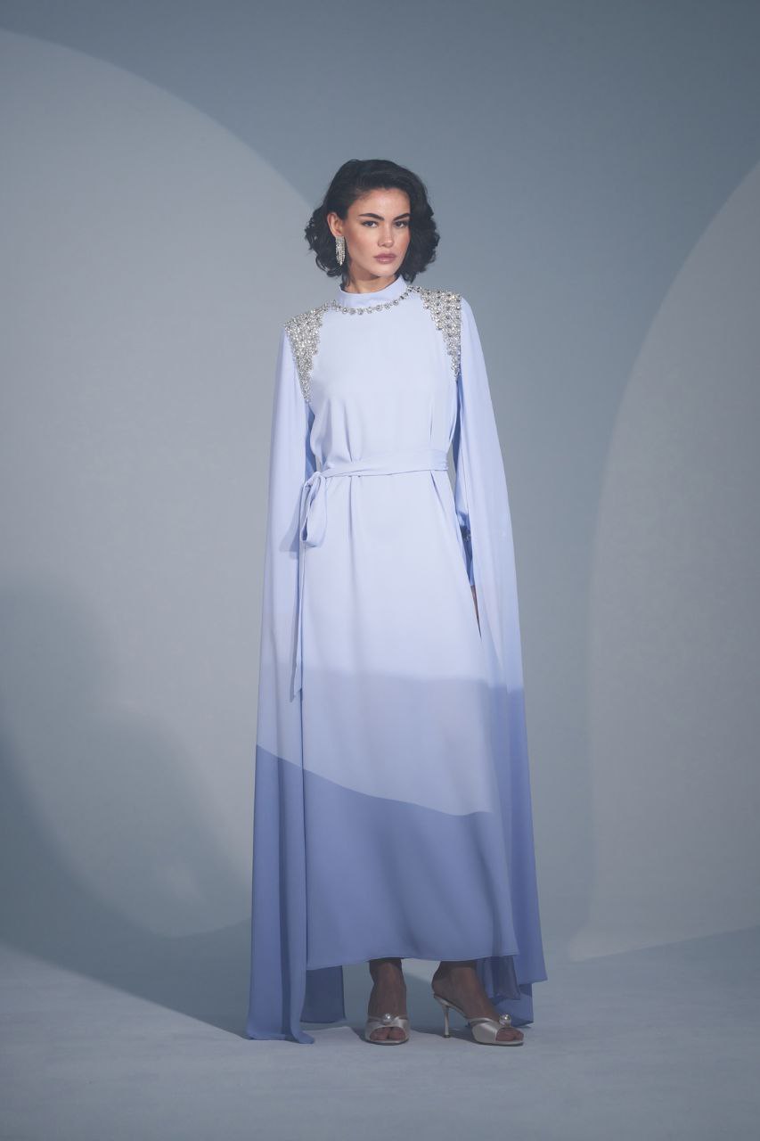 Luxury Beaded Abaya Gowns for Women - Elegant Cape Sleeve Evening Dresses for Special Occasions, Weddings & Formal Events