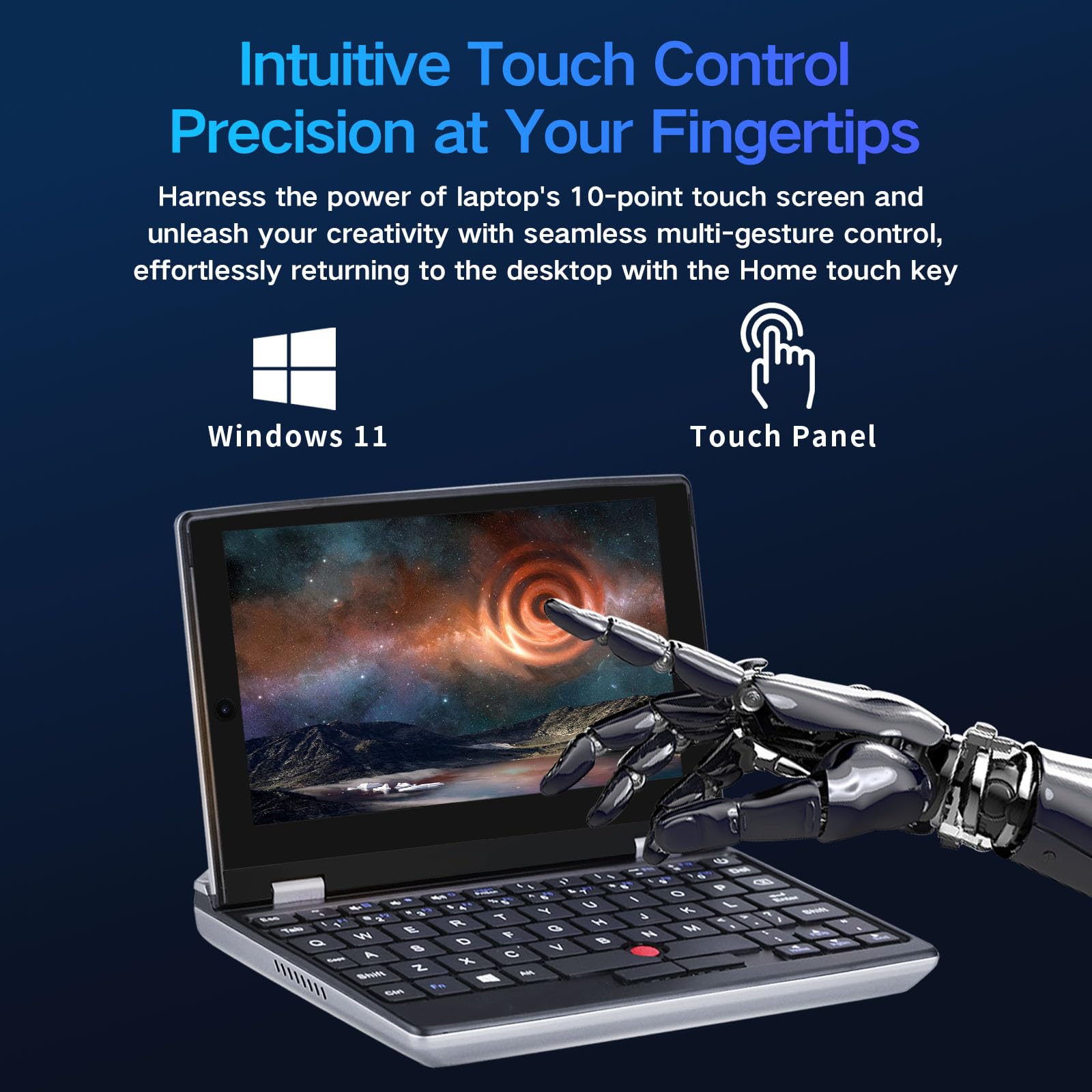 UDKED 7-inch Windows 11 Touchscreen Laptop - Lightweight Portable Notebook with Office, USB 3.0, Mini HDMI, WiFi, 256GB Storage - Perfect for Students, Travel & Remote Work