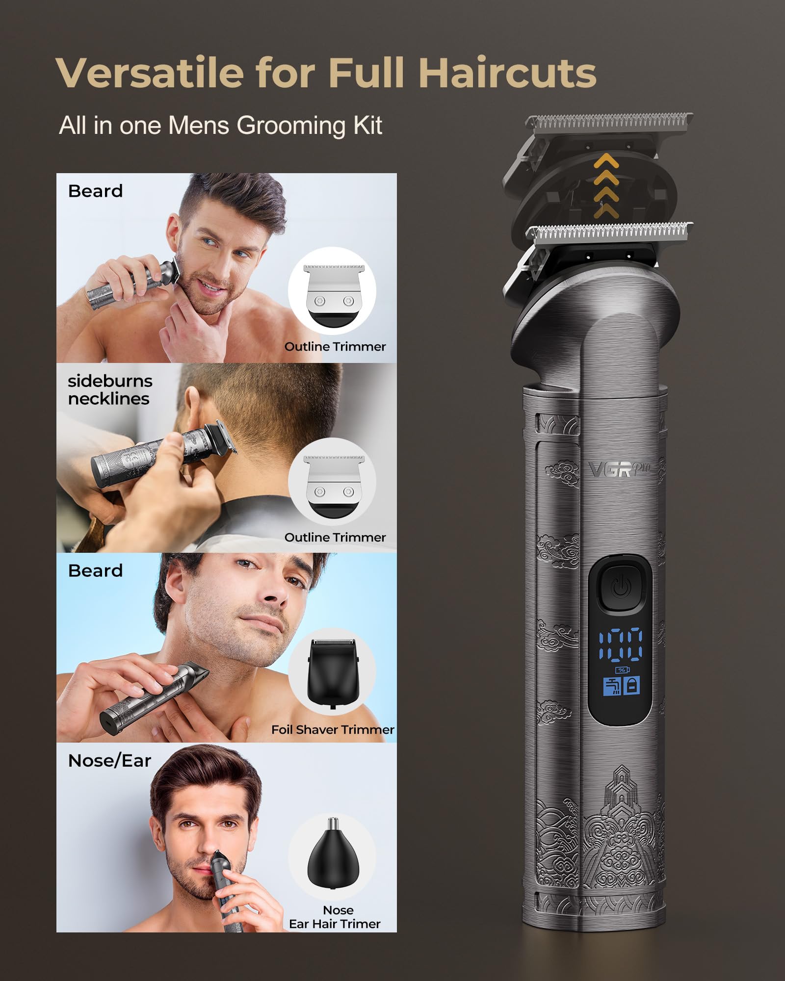 Professional Cordless Hair Clippers for Men - Electric Hair Trimmer & Clipper Set with Travel Case | Perfect for Home Haircuts, Beard Trimming & Grooming (Includes Bonus Accessories)