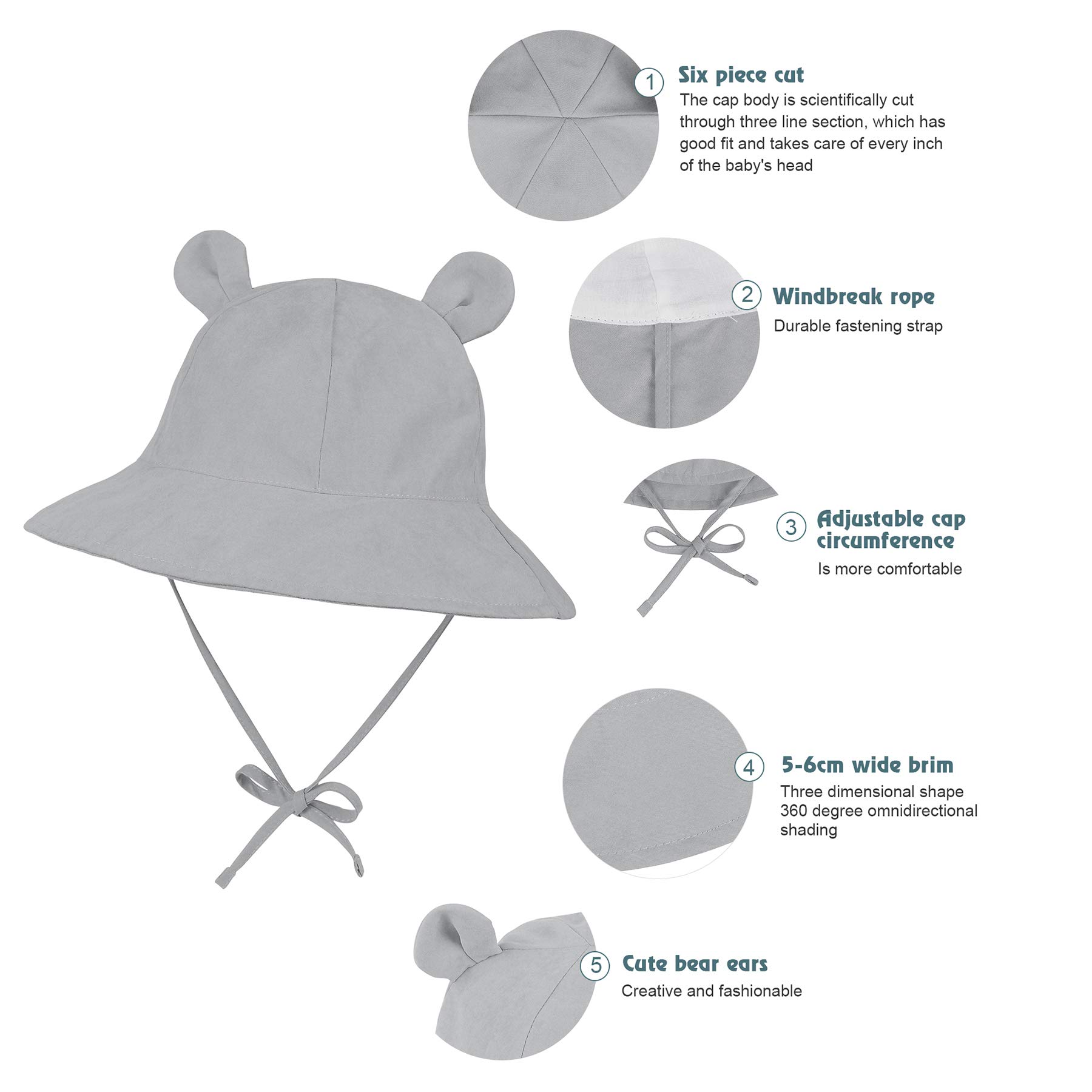 Zando Baby & Toddler Sun Protection Bucket Hat - UPF 50+ Wide Brim Beach Hat for Infants & Girls, Adjustable Chin Strap, Lightweight Summer Sun Hat for Outdoor Play, Beach, Park & Pool Activities