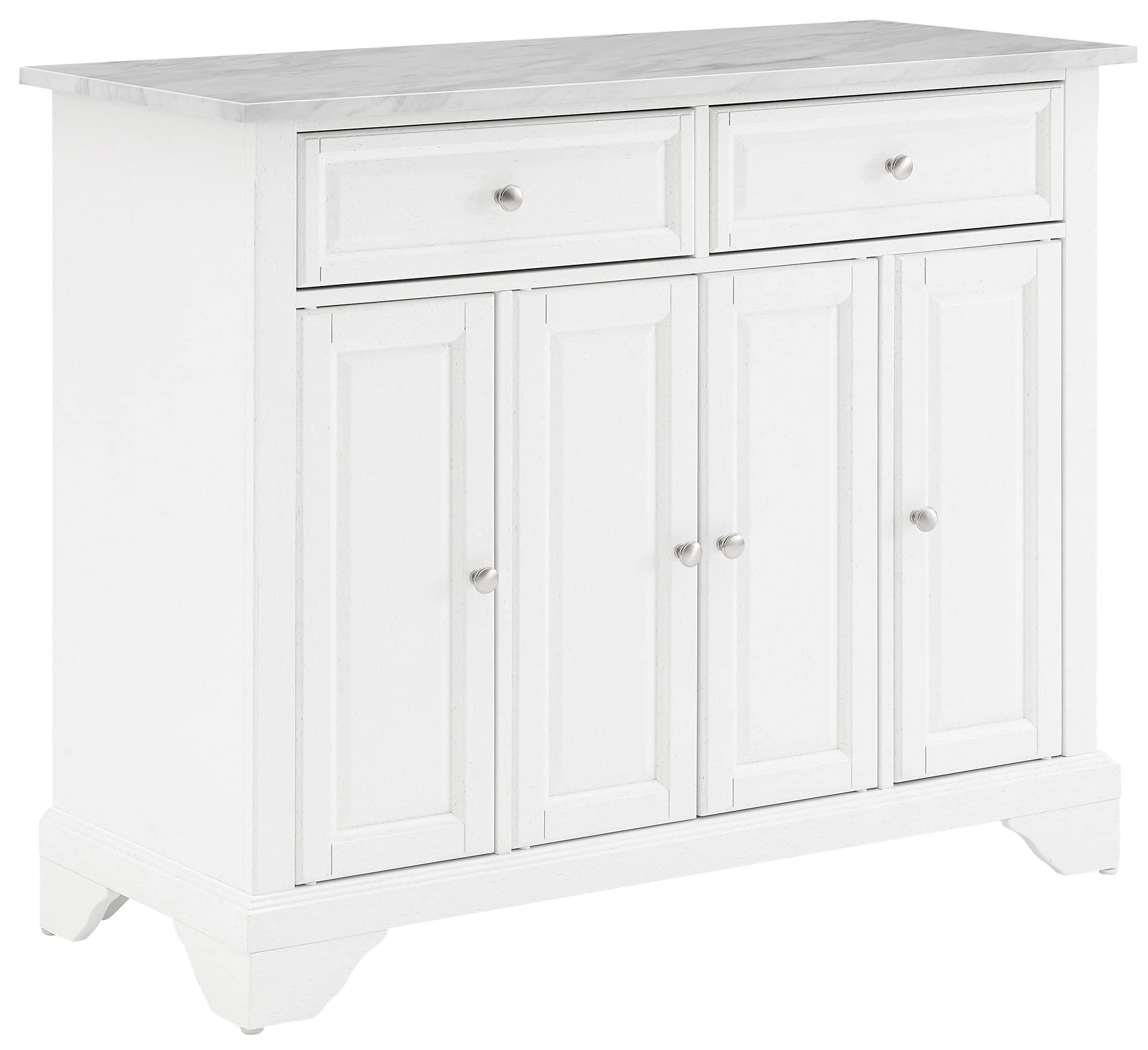 Crosley Avery Rolling Kitchen Island Cart with Shelves - White Distressed Finish | Microwave Stand, Coffee Bar Station & Storage Organizer | Perfect for Small Kitchens, Apartments & Breakfast Nooks