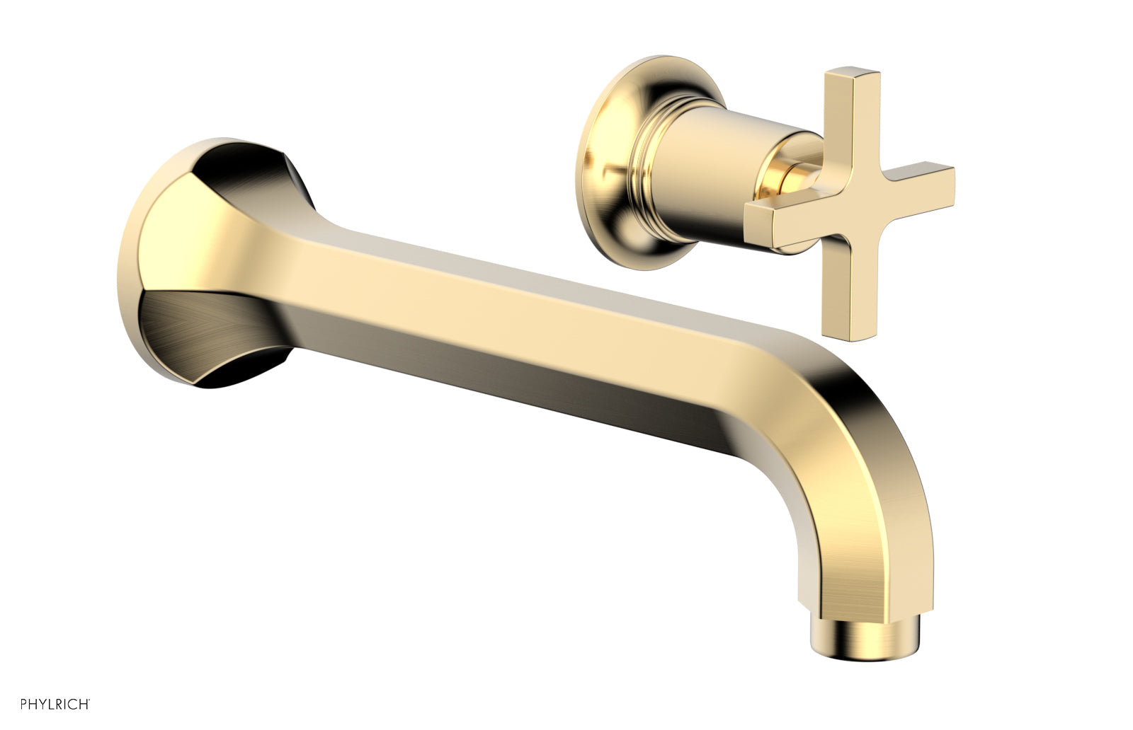 HEX MODERN Single Handle Wall Mounted Lavatory Faucet Set - Cross Handle Design 501 15 - Perfect for Bathroom Sink, Powder Room, and Guest Bath Installation