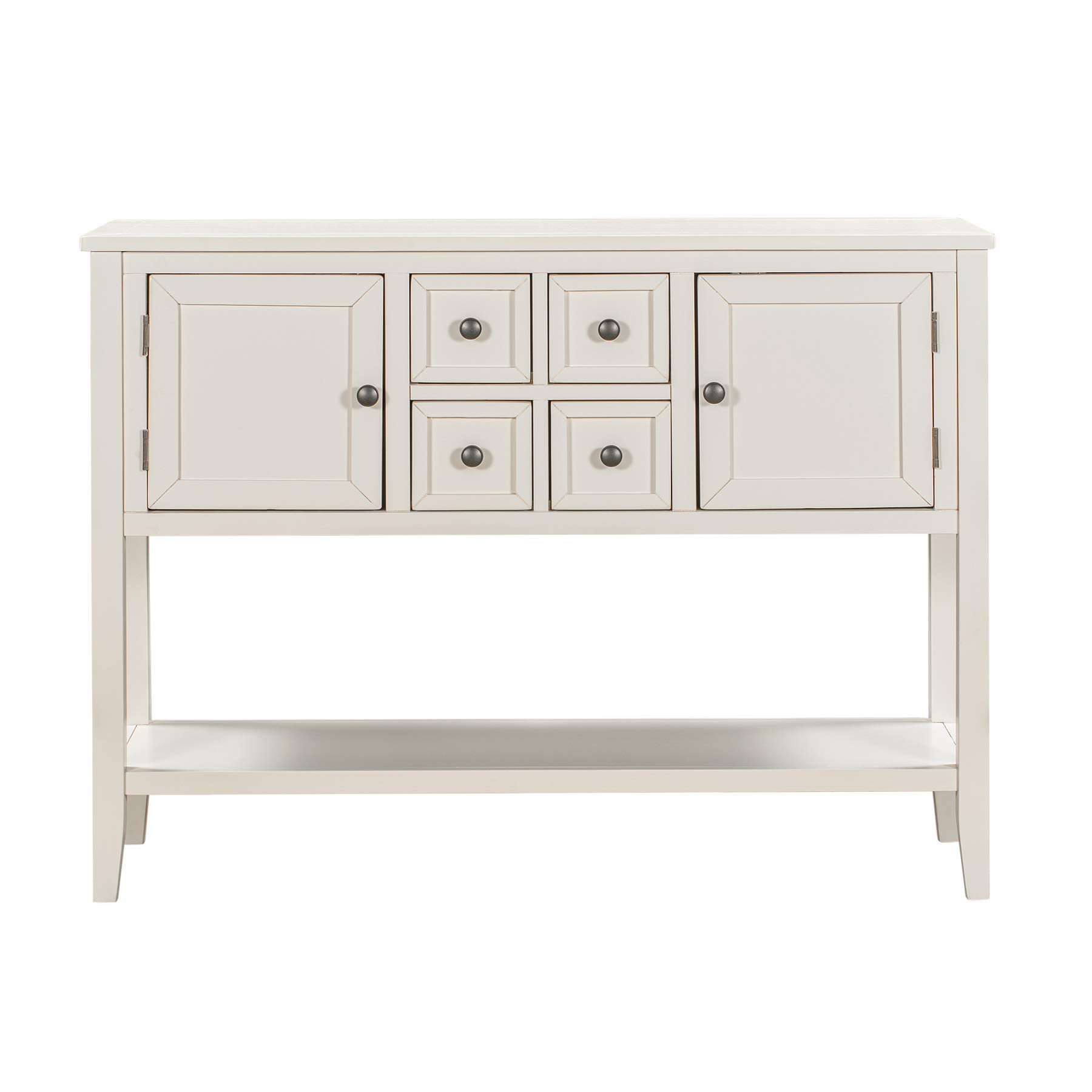 Danxee White Wood Buffet Storage Cabinet Console Table with 4 Drawers & Shelves - Kitchen, Dining Room & Living Room Furniture for Home Organization & Stylish Storage