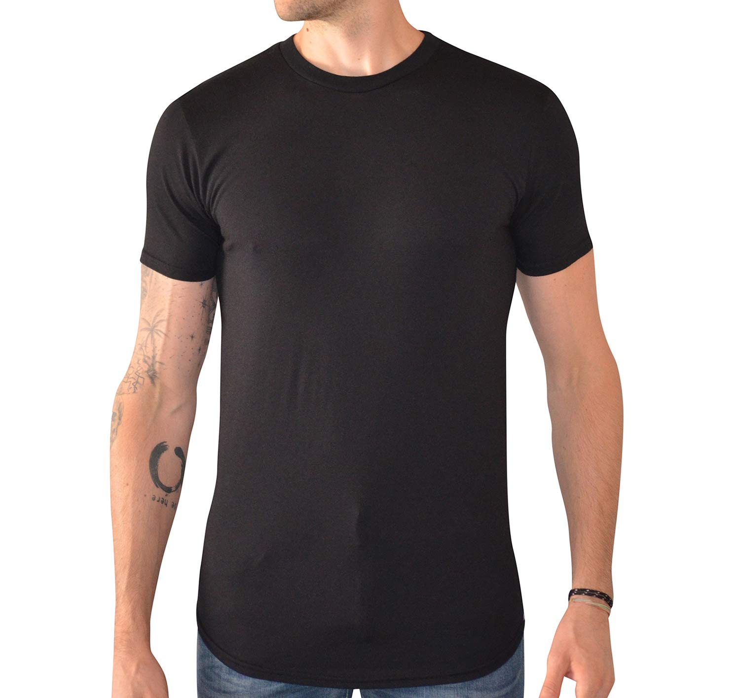 Tall Men's Curved Hem Long Drop Tail T-Shirt - Slim Fit Casual Tee for Tall Guys | Perfect for Everyday Wear, Layering & Street Style