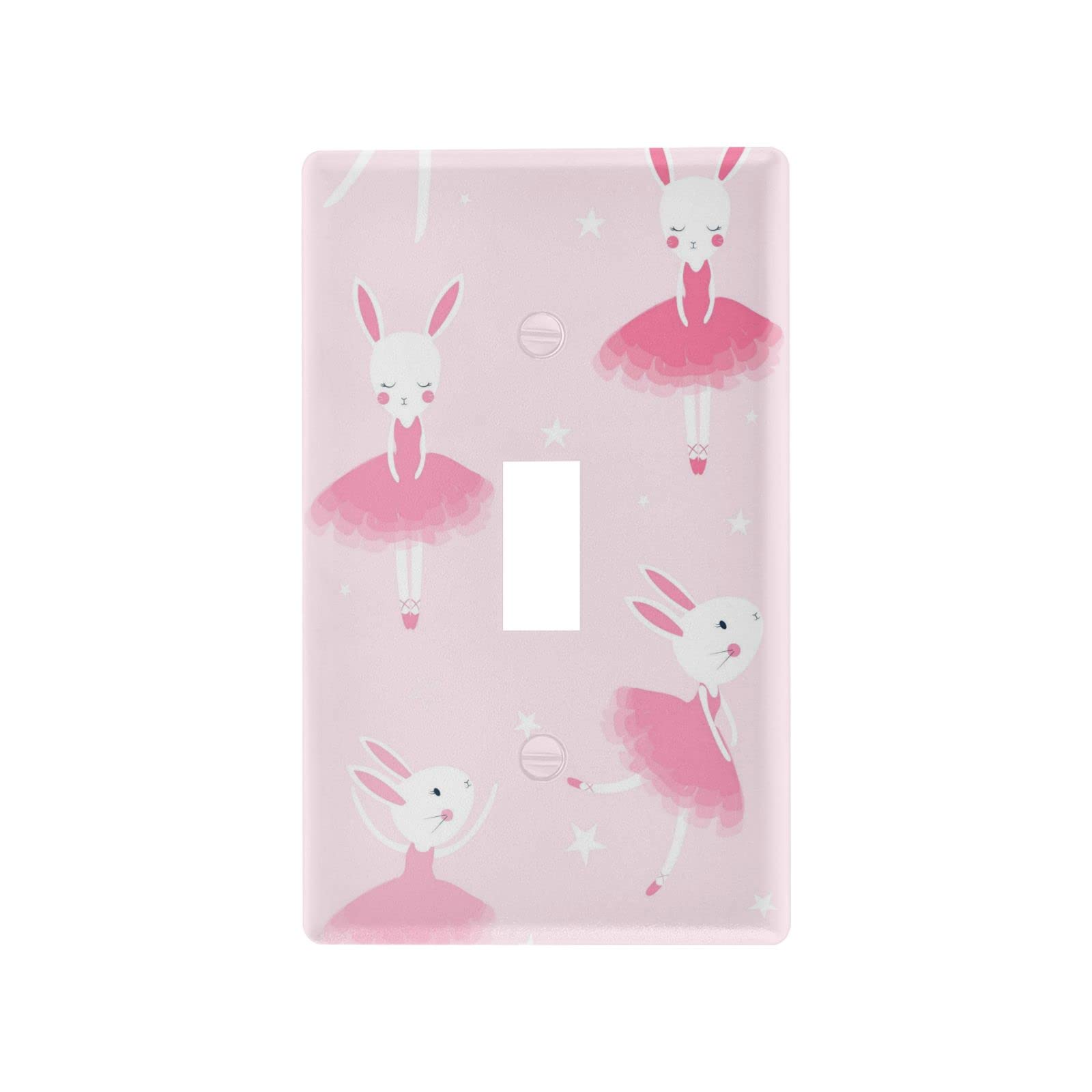 Glaphy Bunny Ballerina Pink Light Switch Plate Cover - Single Toggle Wall Plate Outlet Cover - Decorative Switch Plate for Home, Bedroom, Nursery, Kids Room - Perfect for Girls' Room Decor and Themed Interior Design