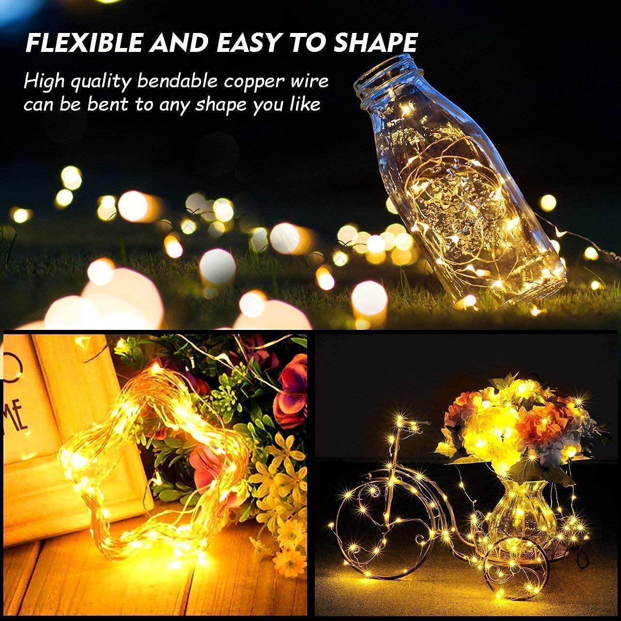 Battery Operated LED Fairy Lights - 2 Pack 50 LEDs String Lights with Timer for Bedroom, Christmas Tree, Wedding & Party Decorations | Perfect for Ramadan, Curtain Decor, and Cozy Ambiance