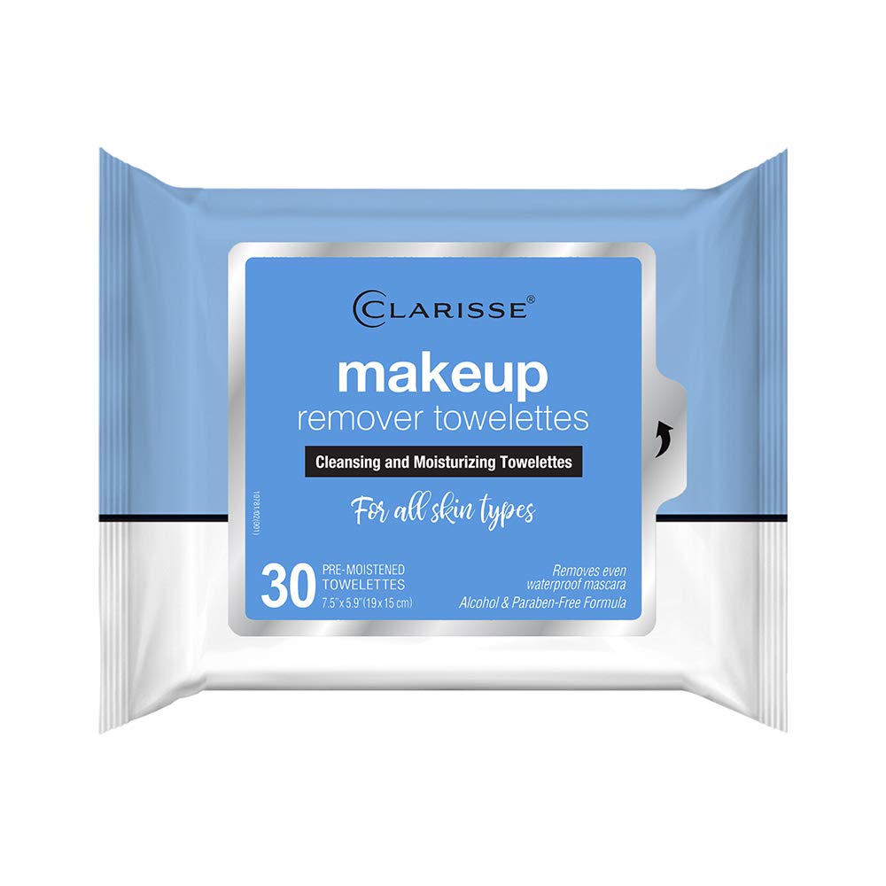 Clarisse 10781-12 Makeup Remover Cleansing Wipes with Moisturizing Formula, 30 Count (Pack of 1212) - Gentle Facial Cleansing Towelettes for Daily Makeup Removal & Skincare Routine