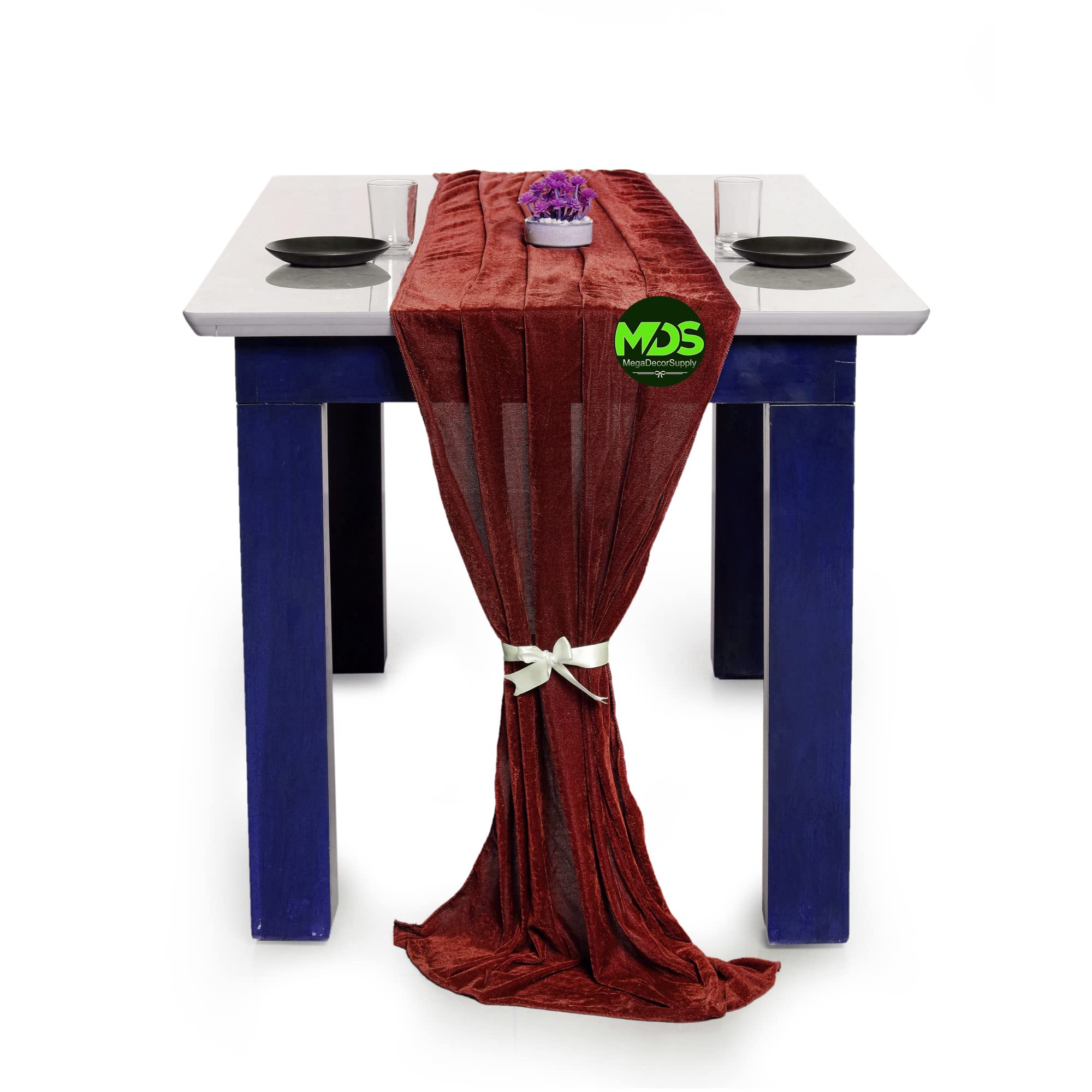12 Pack Velvet Table Runner 10ft Long (29x120 Inches) - Elegant Wedding Table Decor for Ceremony, Reception, Birthday Party, Bridal Shower & Rustic Arch Decoration - Romantic Rustic Style