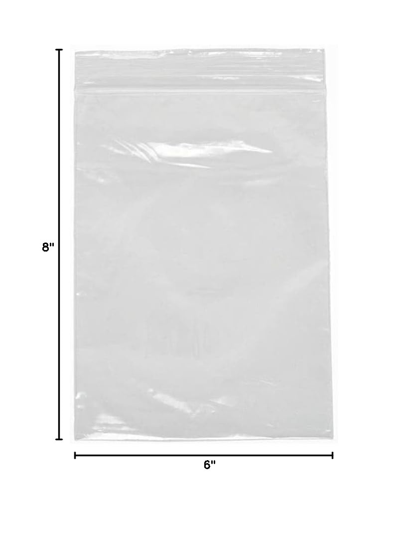 1000 Clear Reclosable Polyethylene Bags 6x8 Inches 4 Mil Thick | Resealable Plastic Storage Bags for Food, Crafts, Office Supplies & Small Parts Organization