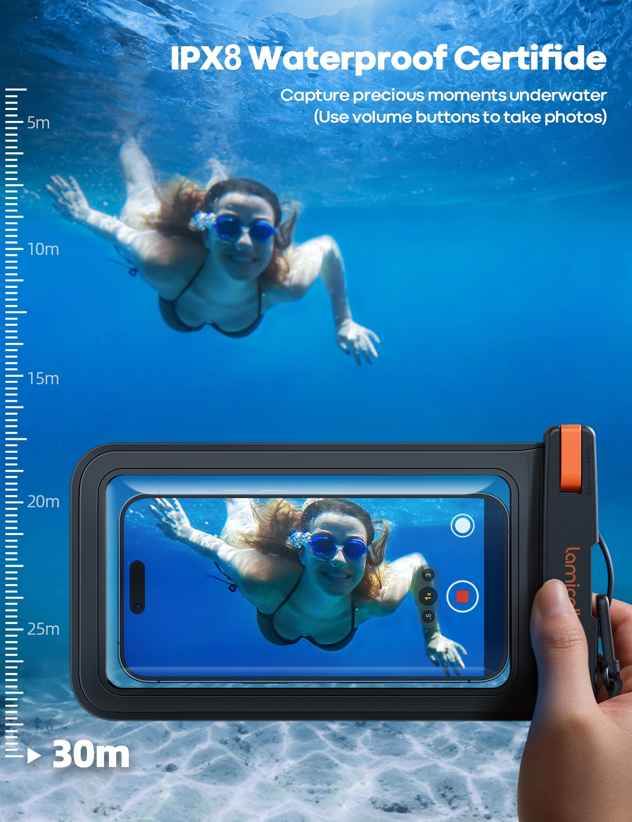 Lamicall Waterproof Phone Pouch Case - 2 Pack IPX8 Certified [8.3in Large Size] Heavy Duty Dry Bag with Easy Lock for iPhone 13/14/15/16 Pro Max, Samsung Galaxy S23+/S24 Ultra & Most Smartphones - Perfect for Swimming, Beach, Kayaking & Outdoor Activities