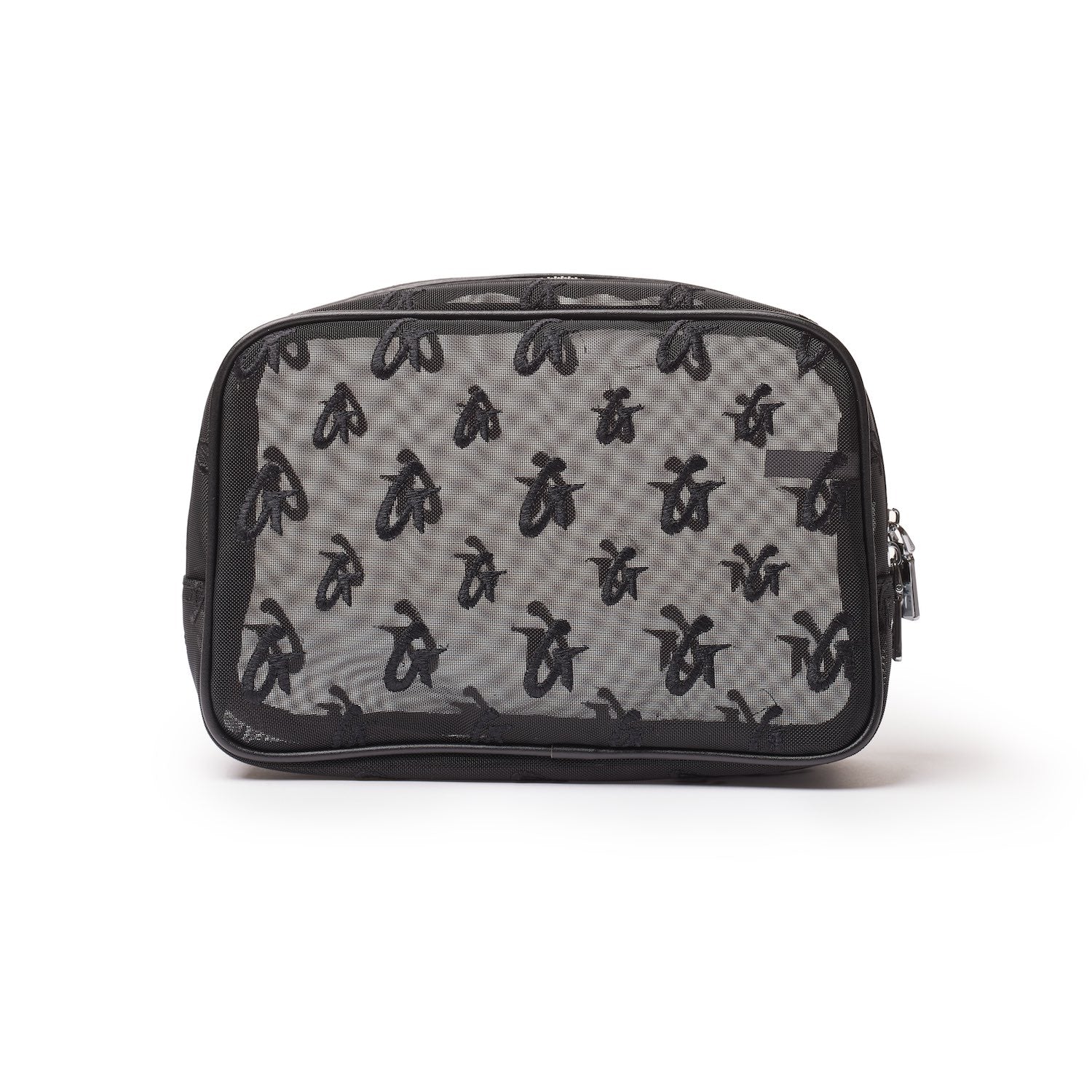 Small Mesh Monogram Toiletry Bag - Black | Travel Organizer for Cosmetics & Toiletries | Perfect for Vacation, Gym & Weekend Getaways