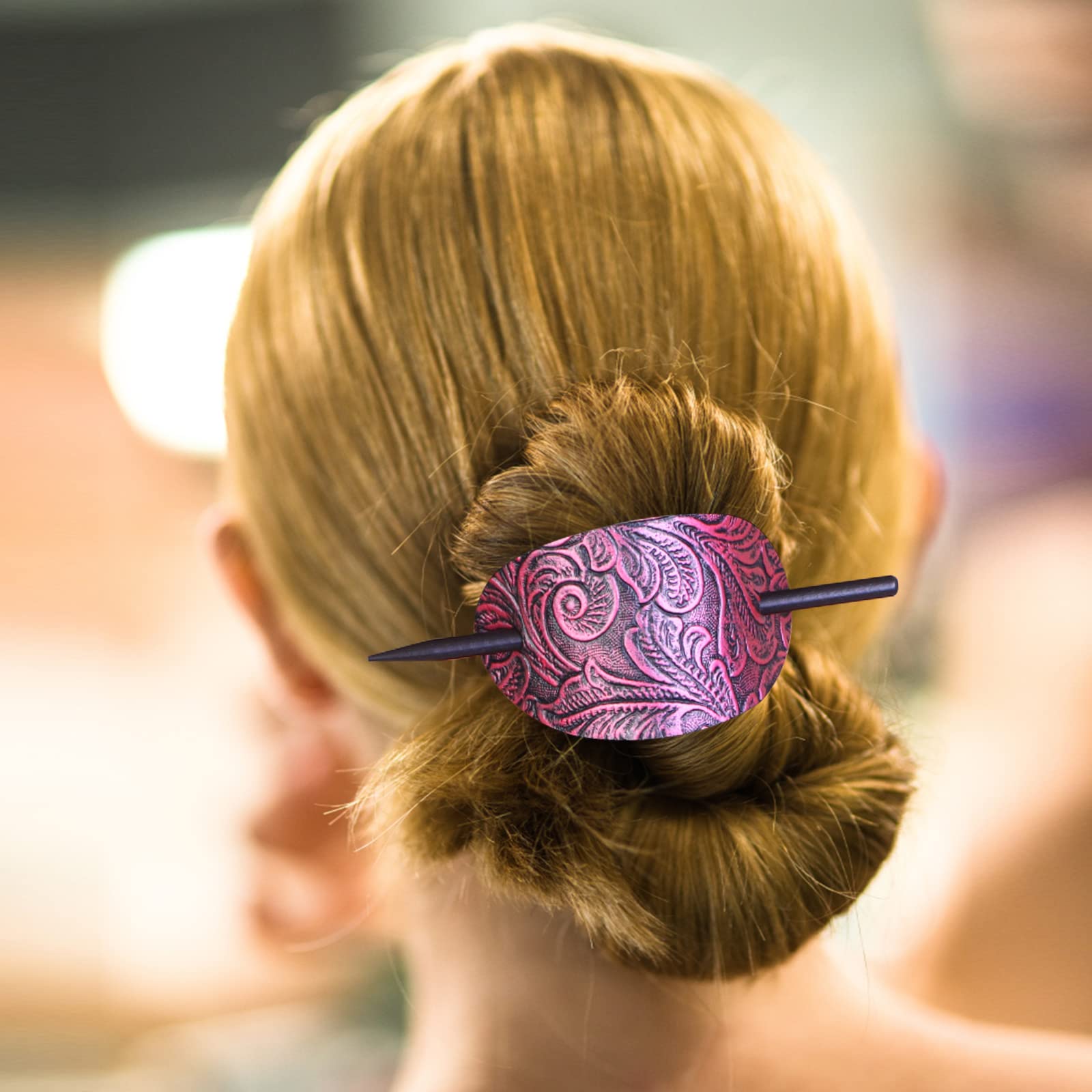 6 Pieces Leather Hair Barrettes with Stick Hair Accessories - Ponytail Clips, Hair Sticks & Pins for Women's Long Hair | Perfect for Weddings, Parties & Everyday Styling