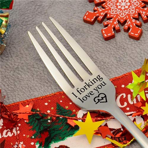 Funny Engraved Stainless Steel Fork - 'I Forking Love You' Gift for Boyfriend, Girlfriend, Husband, Wife - Perfect for Wedding, Anniversary & Valentine's Day - Elegant Tableware for Romantic Dinners & Special Occasions