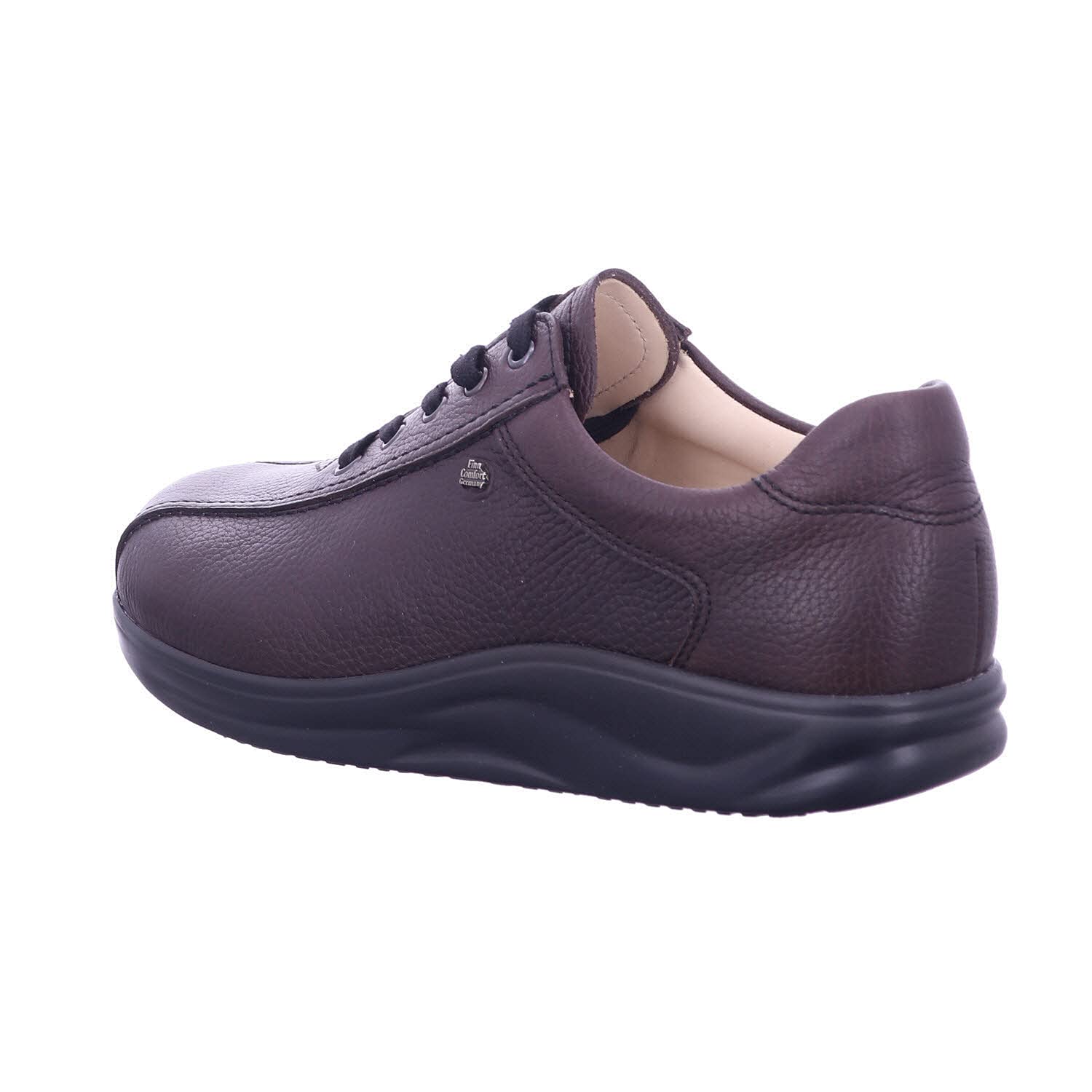 Finn Comfort Men's Watford Brown Leather Sneakers - Cork & Latex Footbed - Comfortable Casual Shoes for Walking, Travel & Everyday Wear