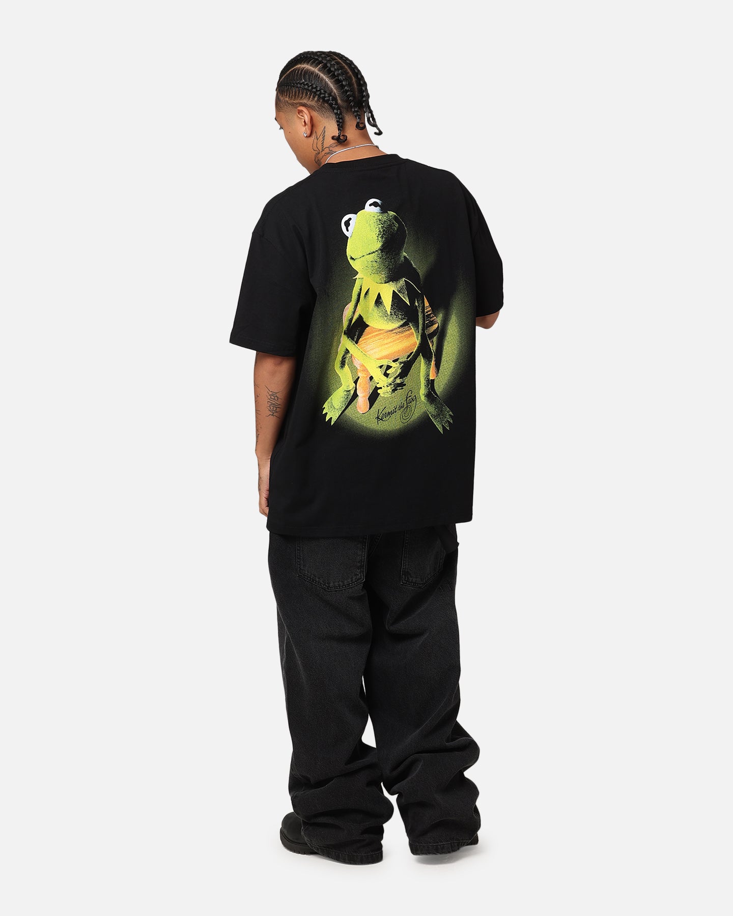 Vintage Disney The Muppets Kermit The Frog Heavy Cotton T-Shirt Black - Casual Wear, Cosplay & 90s Retro Fashion