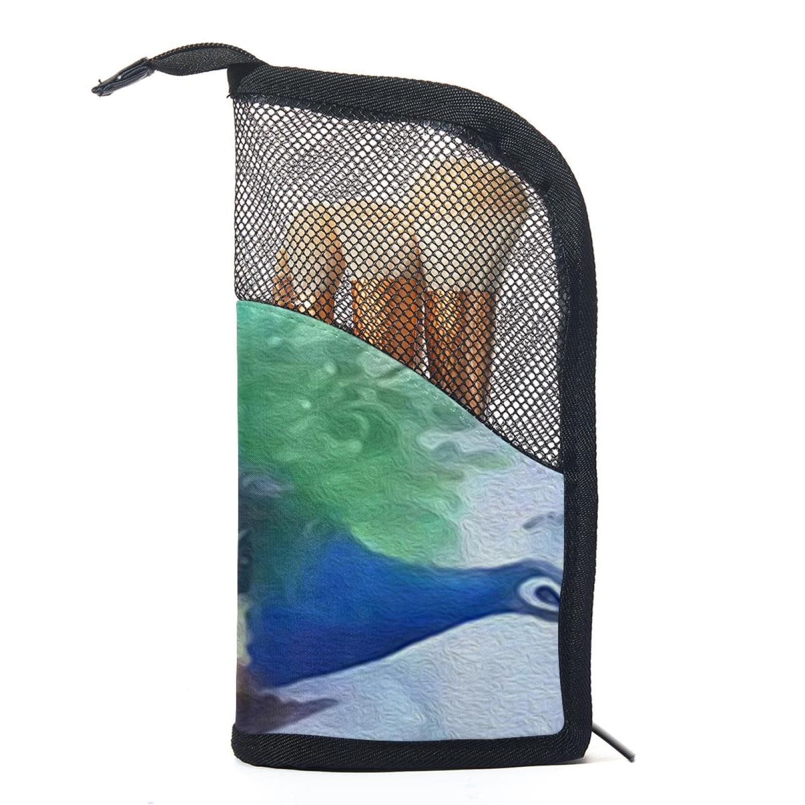 12-Piece Makeup Brush Organizer Bag with Peacock Swan Design - Portable Cosmetic Brush Holder Case for Travel & Home Storage - Perfect for Makeup Artists & Beauty Enthusiasts