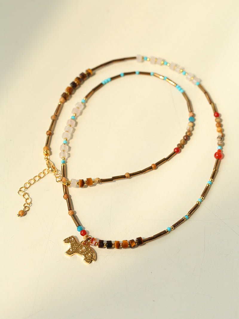 Dream Island Carousel Pony Beaded Necklace - Handmade Boho Jewelry for Women, Girls - Perfect for Birthday Gifts, Party Favors & Festival Accessories