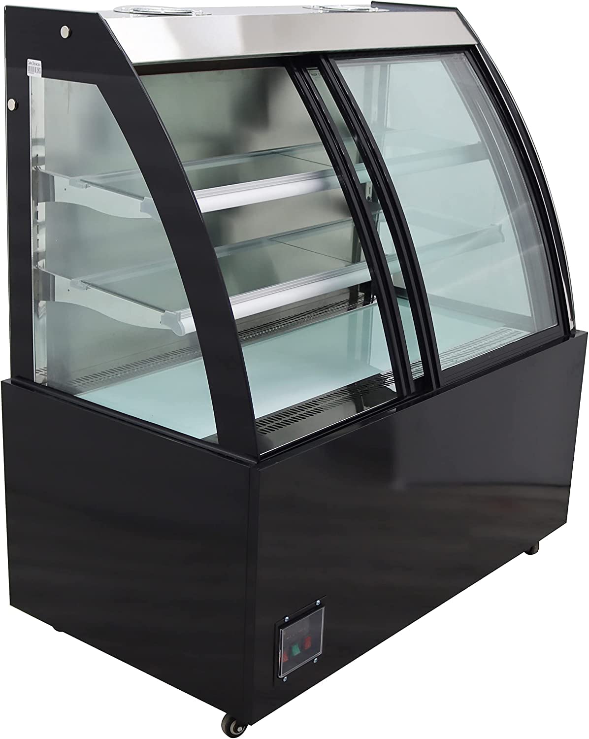 220V 47 Inch Glass Refrigerated Display Case for Bakery - Arc-Shaped Front Door Commercial Refrigerator for Cakes, Pies, Pastries & Desserts - Perfect for Bakeries, Cafes, Restaurants & Sweet Shops