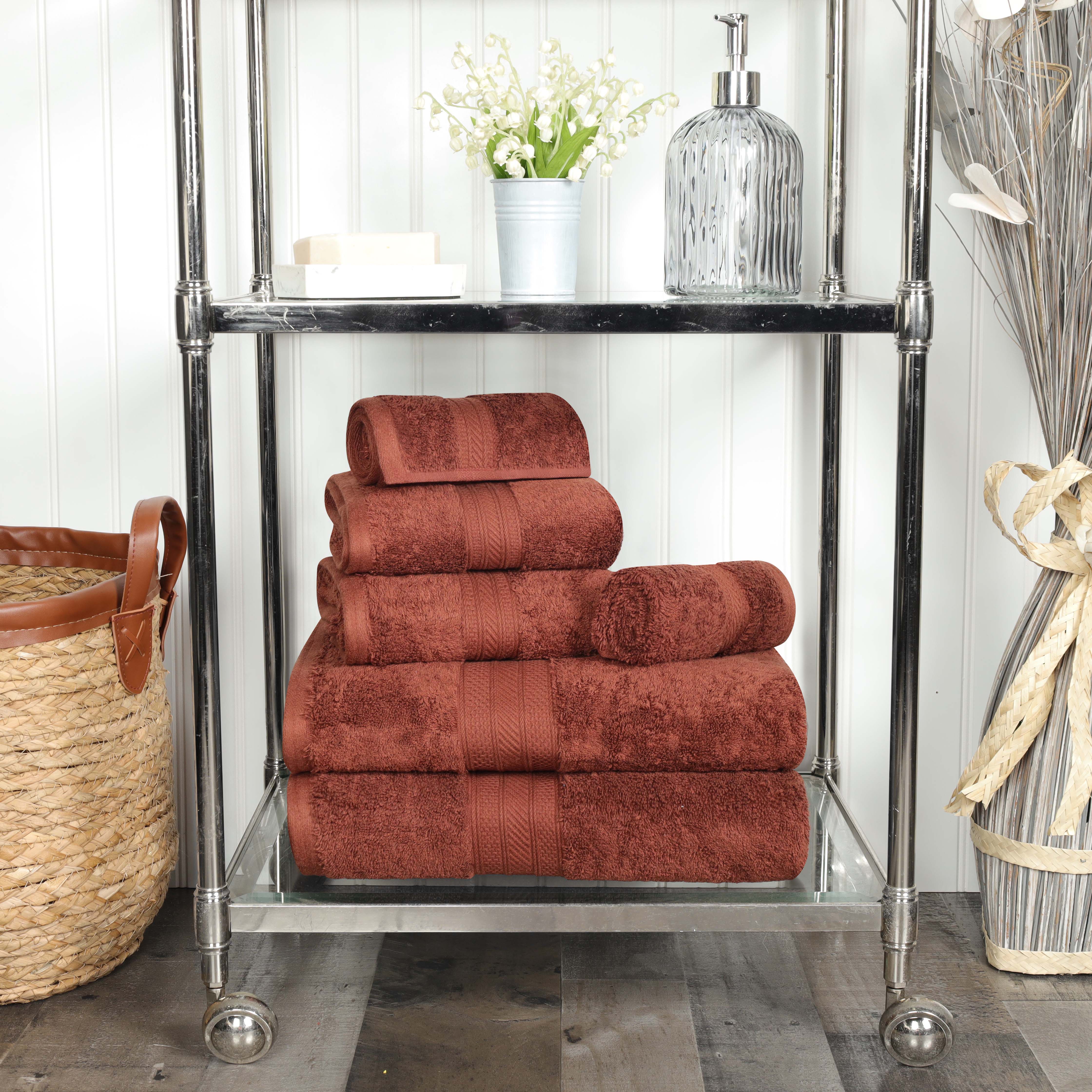 Premium Atlas Cotton Plush Heavyweight Luxury 6-Piece Bath Towel Set - Ultra Soft & Absorbent for Spa, Hotel, and Home Use