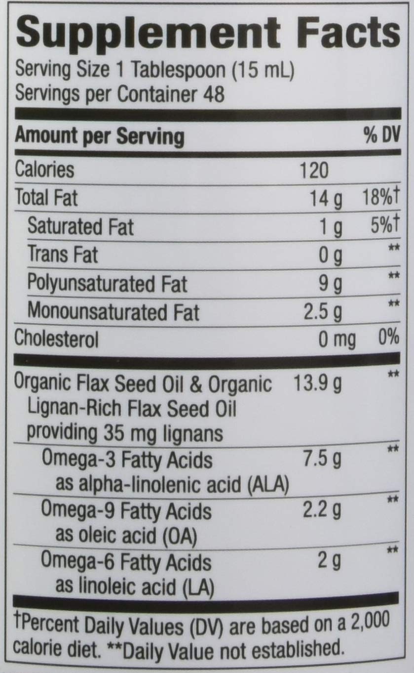 Nature's Way Organic Flax Oil Super Lignan - 24 Fl Oz (Pack of 6) | Cold-Pressed Omega-3 Supplement for Heart & Brain Health | Perfect for Smoothies, Salads & Daily Wellness Routine