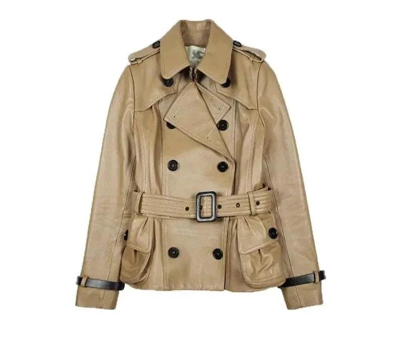 Fashionable Women's Leather Coat - Elegant & Stylish Outerwear for Fall & Winter - Perfect for Office, Dating & Casual Outings