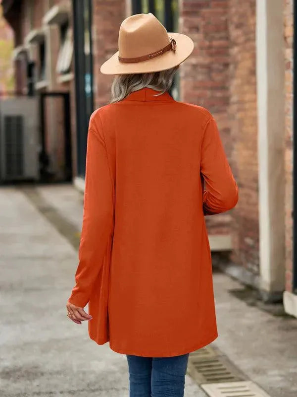 Women's Solid Color Loose Fit Cardigan Sweater - Lightweight Knit Open Front Long Sleeve Cover Up for Casual Wear, Office, and Layering