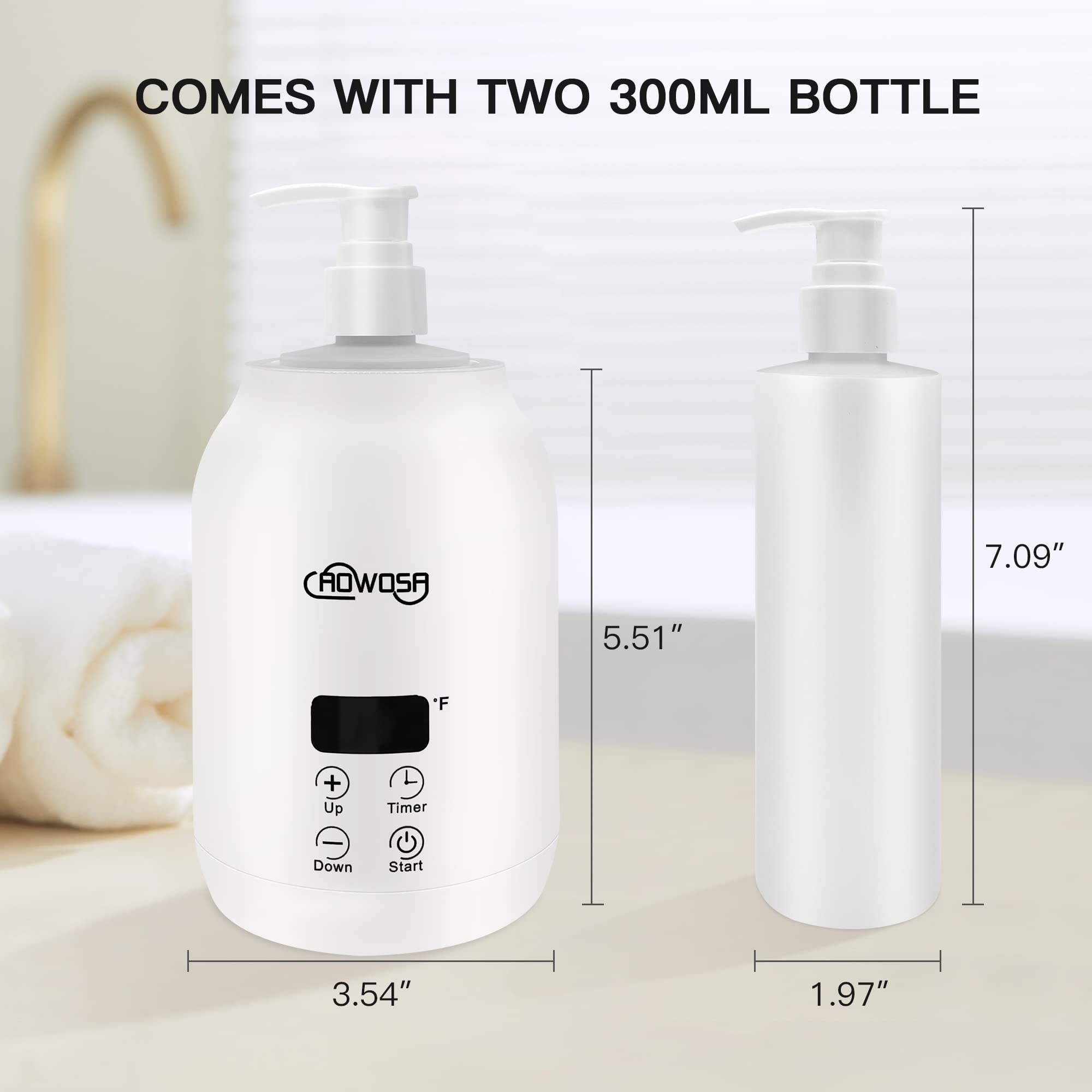 Professional Electric Massage Oil Warmer Bottle - Digital Lotion Heater for SPA, Salon & Home Use with 2 Dispenser Bottles | Perfect for Relaxation, Aromatherapy & Pain Relief (White)