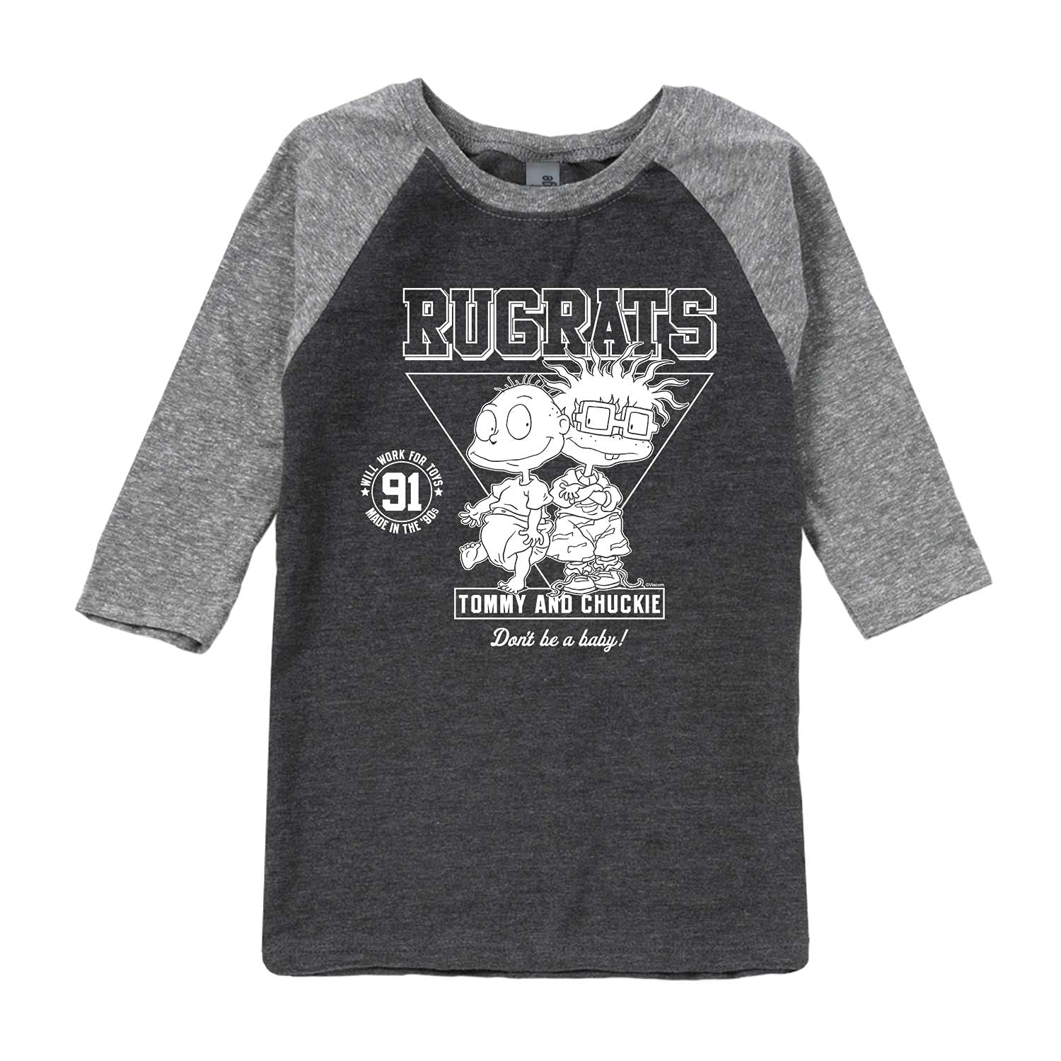 Hybrid Apparel Nick Rewind Rugrats Youth Raglan Tee - 90s Cartoon Graphic T-Shirt for Kids - Perfect for Casual Wear, Birthday Gifts & Nostalgic Fashion