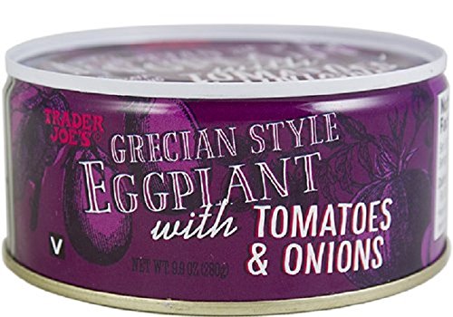 Trader Joe's Grecian Style Eggplant with Tomatoes & Onions 9.9 OZ (280g) - 2-Pack | Mediterranean Vegetarian Side Dish | Perfect for Pasta, Rice & Mezze Platters