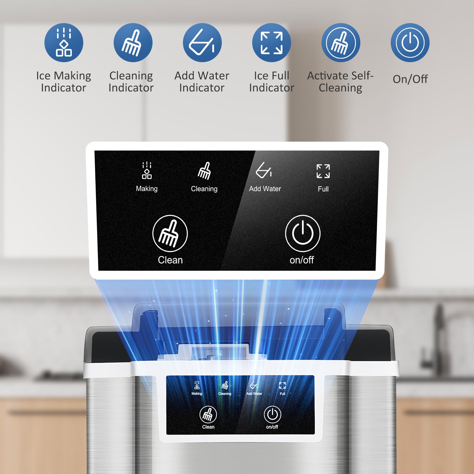 Portable Nugget Ice Maker Countertop - 38LBS/Day Pellet Ice Machine with Self-Cleaning Function, Stainless Steel Chewable Ice Maker for Home, Kitchen, Office, Bar, and Party Use