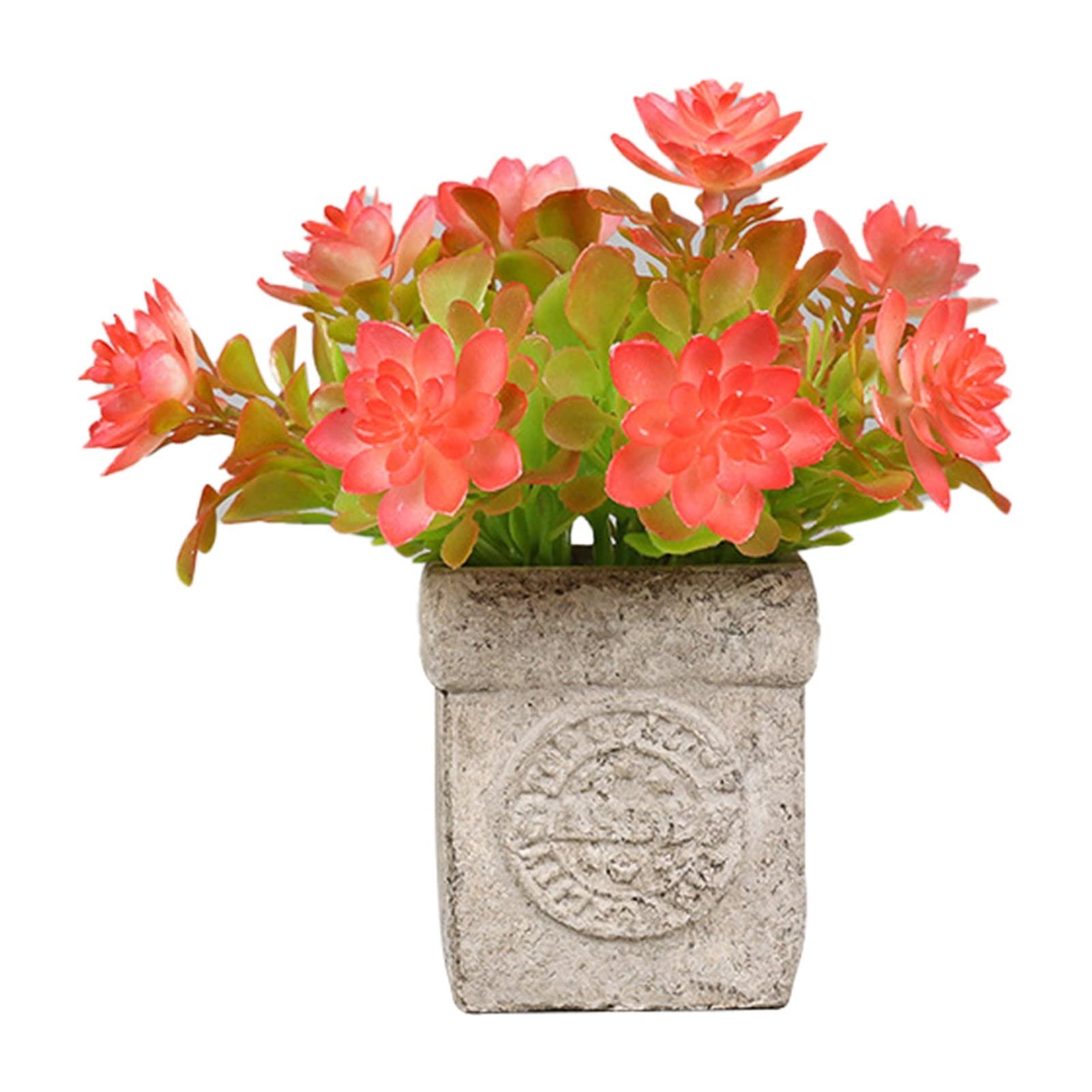 Artificial Plants with Flower Pots - Realistic Plastic Wedding Floral Arrangement for Home Decor, Housewarming, Office, and Party Gifts (Set of 14) - Perfect for Indoor Decoration, Wedding Centerpieces, and Tabletop Displays
