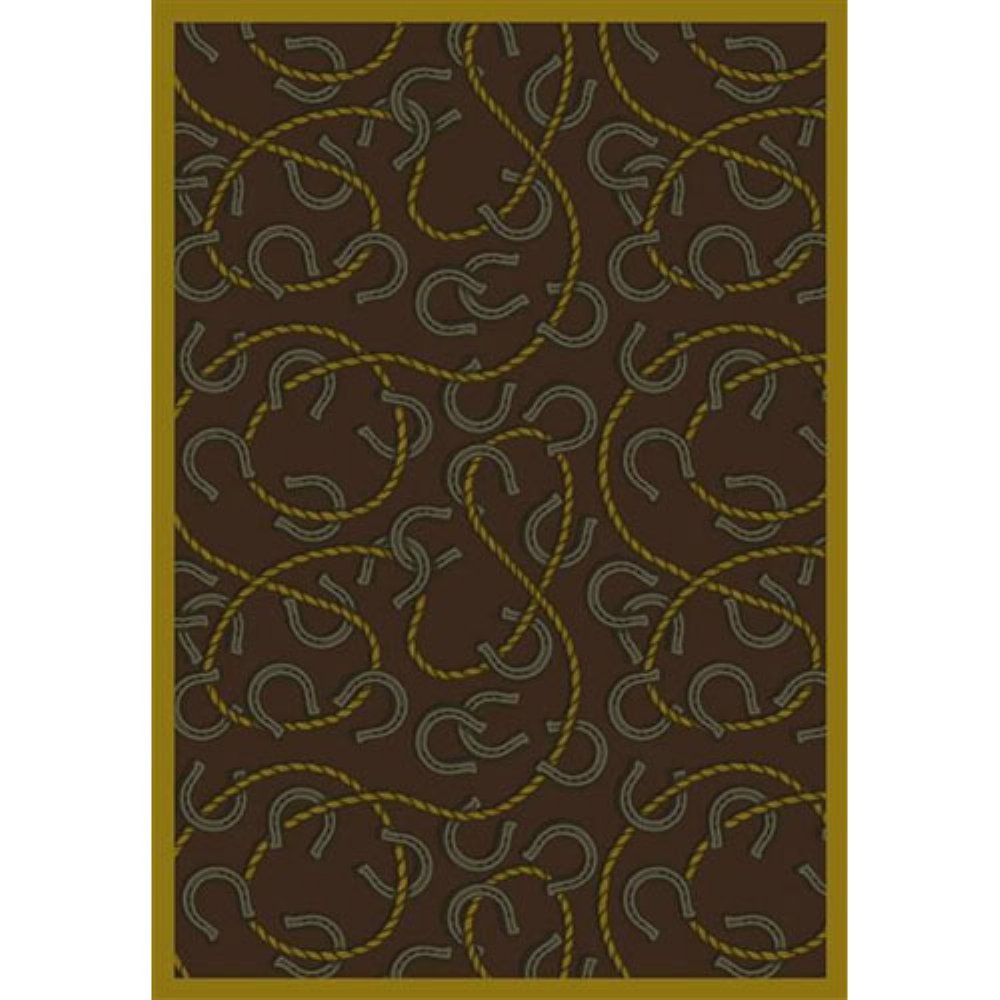 Joy Carpets Kaleidoscope Rodeo Whimsical Area Rugs in Chocolate - Soft Non-Slip Kids Playroom & Nursery Rug for Play Areas, Bedrooms, and Living Rooms