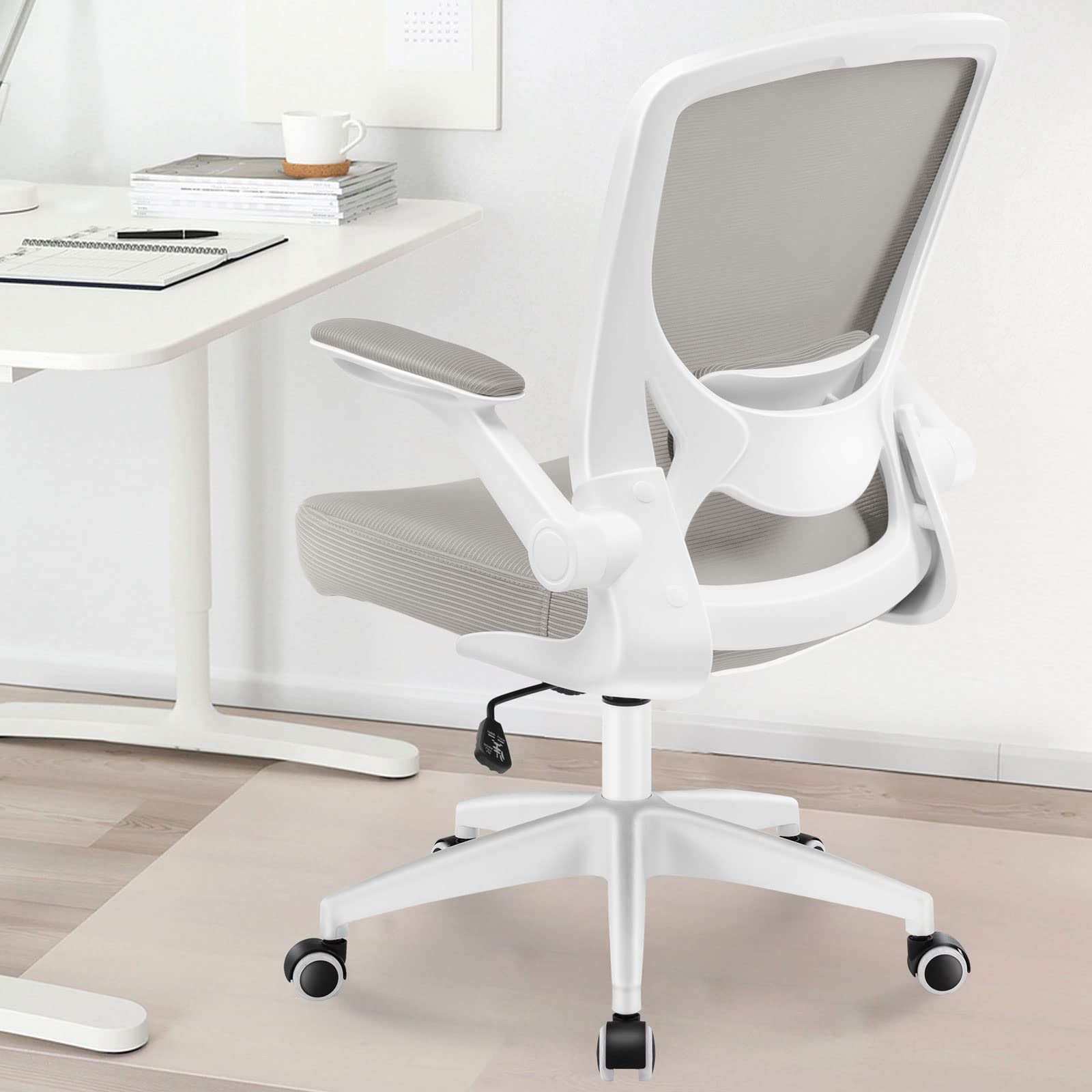 Ergonomic Office Chair with Lumbar Support - Breathable Mesh Desk Chair, Adjustable Height Swivel Task Chair with Wheels & Flip-Up Arms - Perfect for Home Office, Gaming & Computer Work