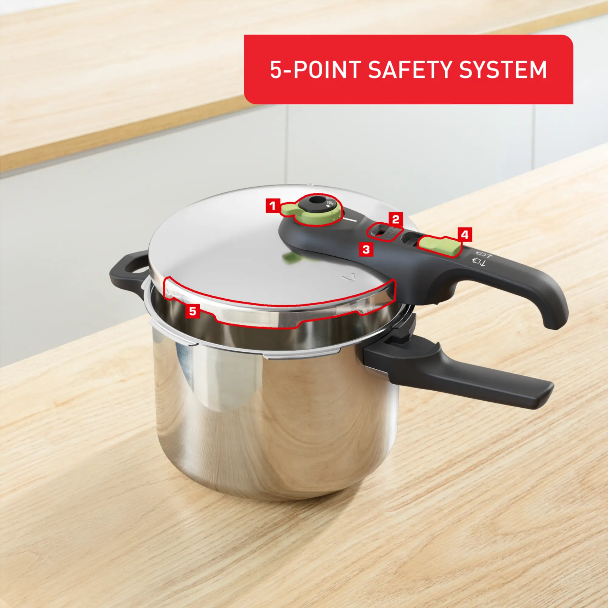 Tefal Secure Trendy 6L Stainless Steel Induction Pressure Cooker - Fast & Safe Cooking for Soups, Stews & Meals | Perfect for Home Chefs & Busy Families