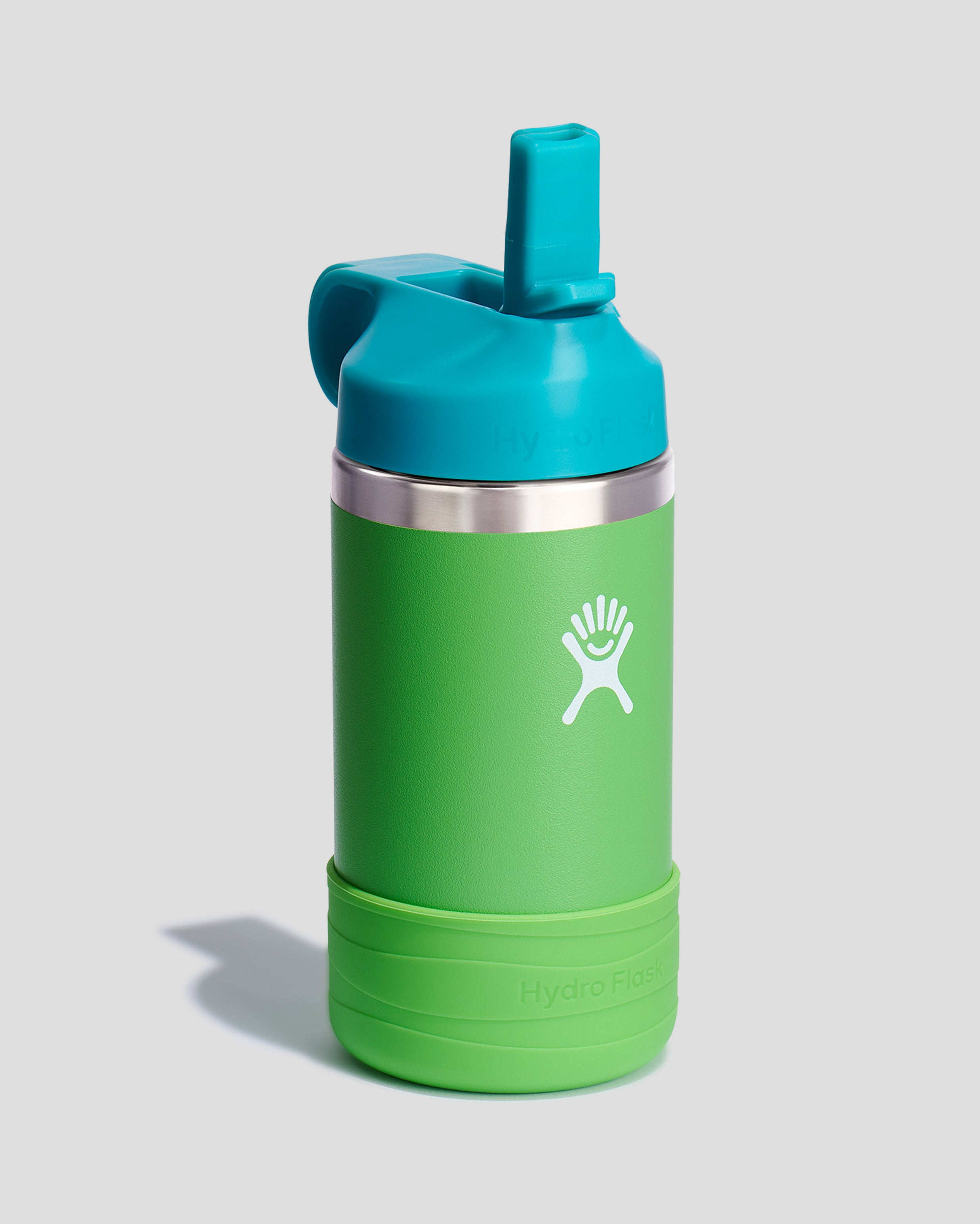 Hydro Flask Kids Wide Mouth Water Bottle 12oz (354ml) - Insulated Stainless Steel Vacuum Flask for School, Sports & Outdoor Activities - Grass Color